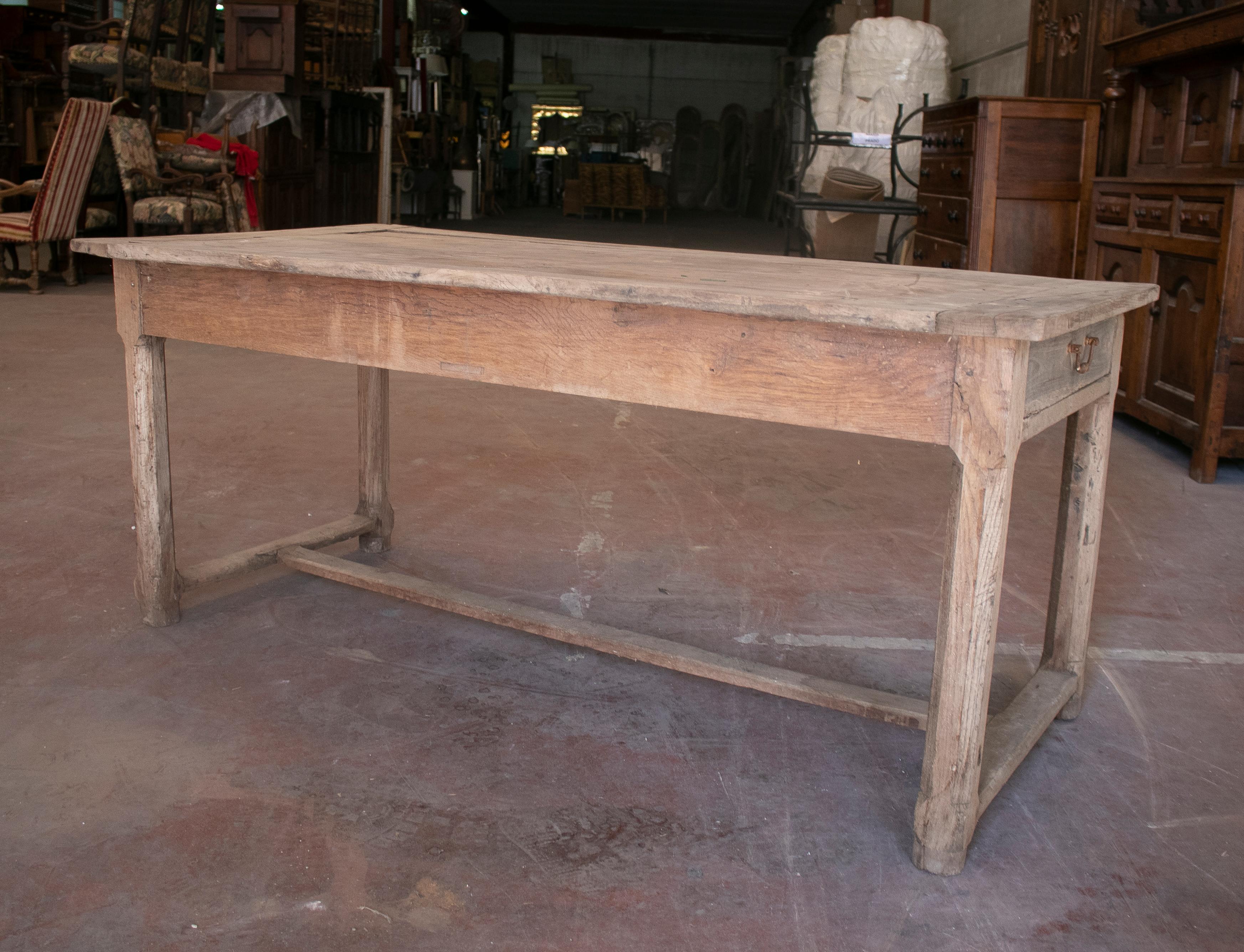 1920s Spanish Pine Wood Farmhouse Table w/ Drawers on Sides 4