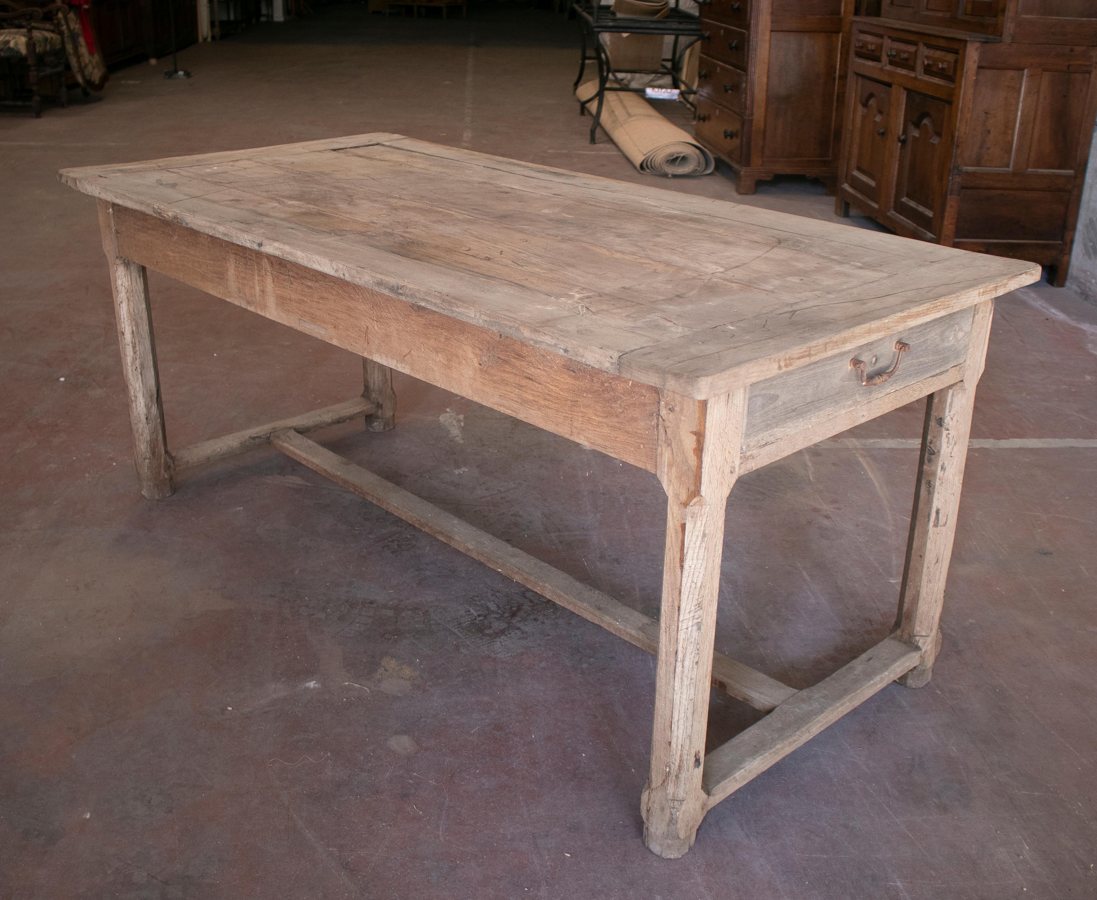 1920s Spanish Pine Wood Farmhouse Table w/ Drawers on Sides 6