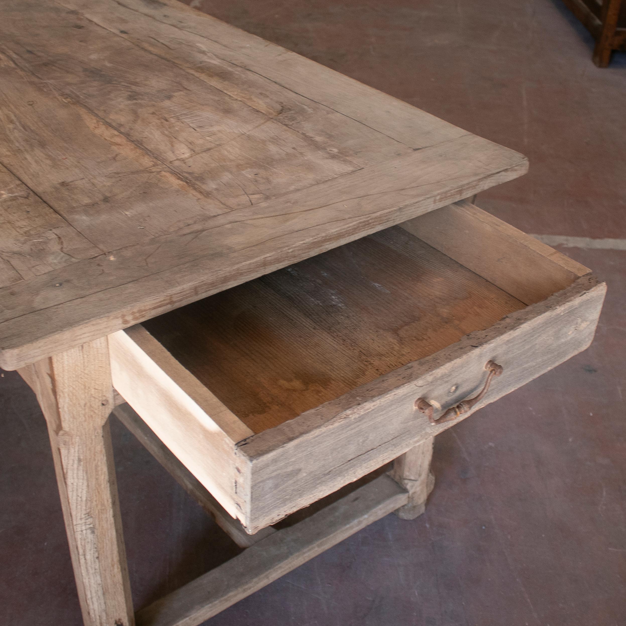 1920s Spanish Pine Wood Farmhouse Table w/ Drawers on Sides 8