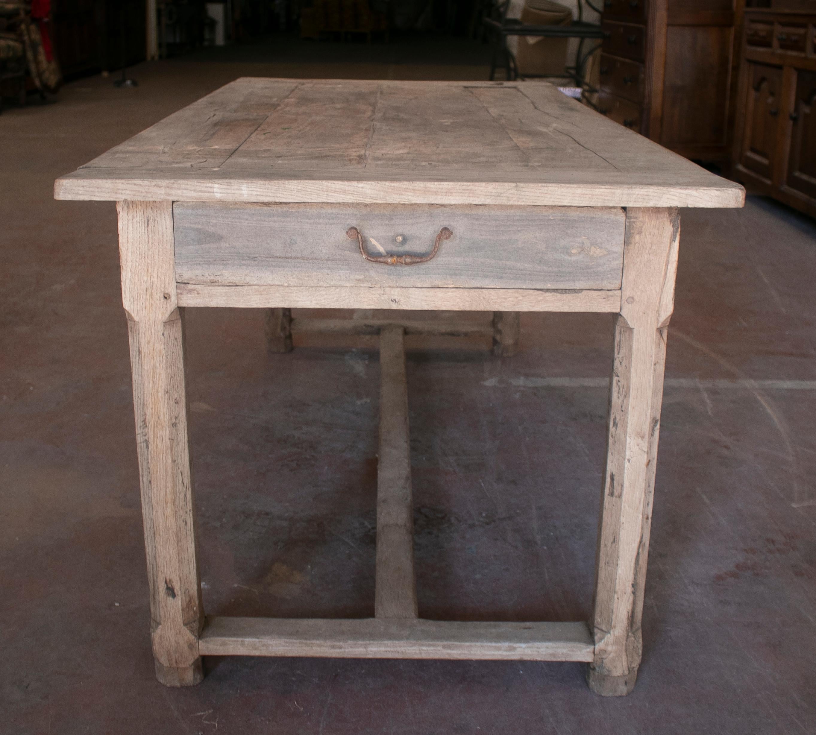 1920s Spanish Pine Wood Farmhouse Table w/ Drawers on Sides 1