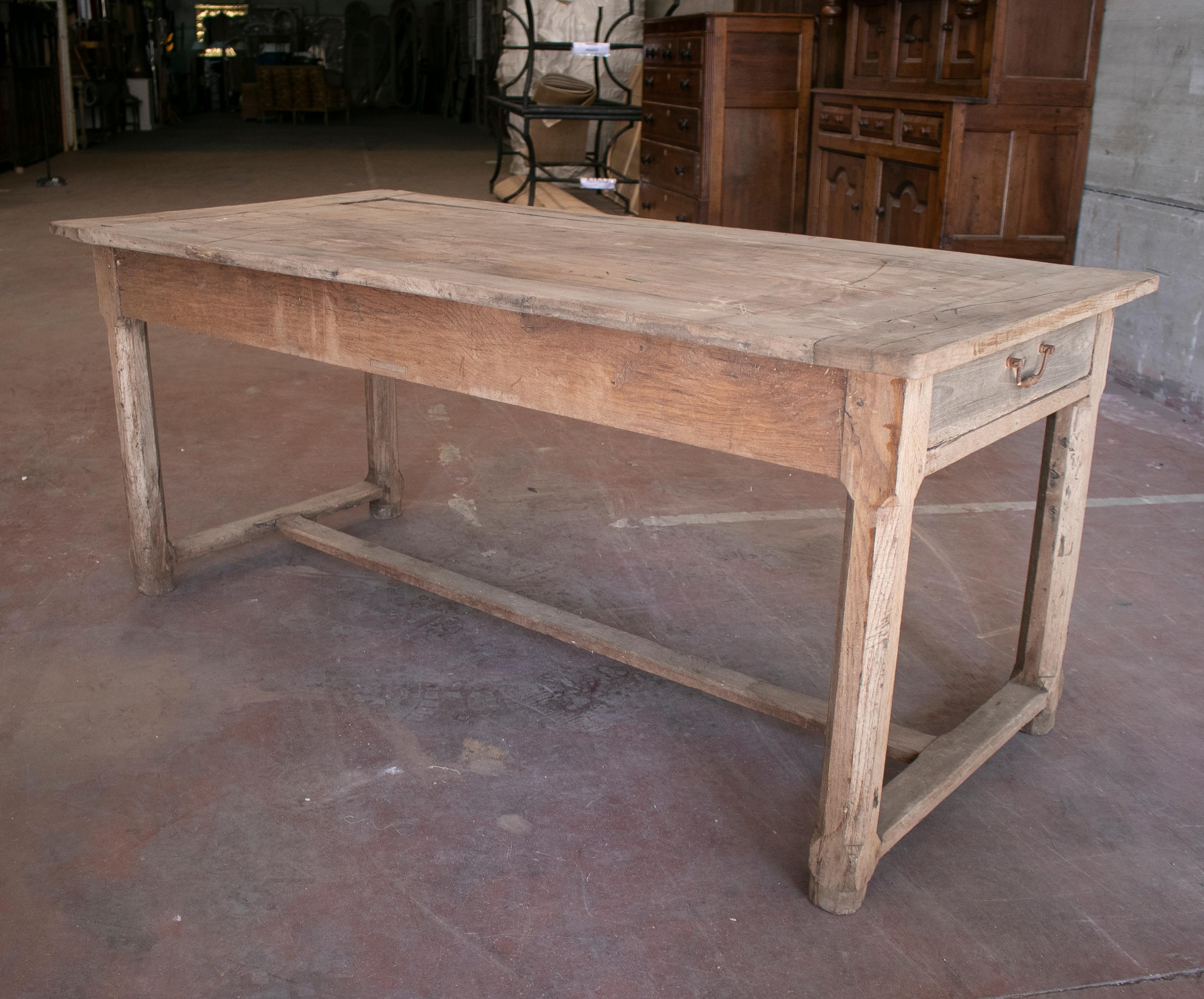 1920s Spanish Pine Wood Farmhouse Table w/ Drawers on Sides 3