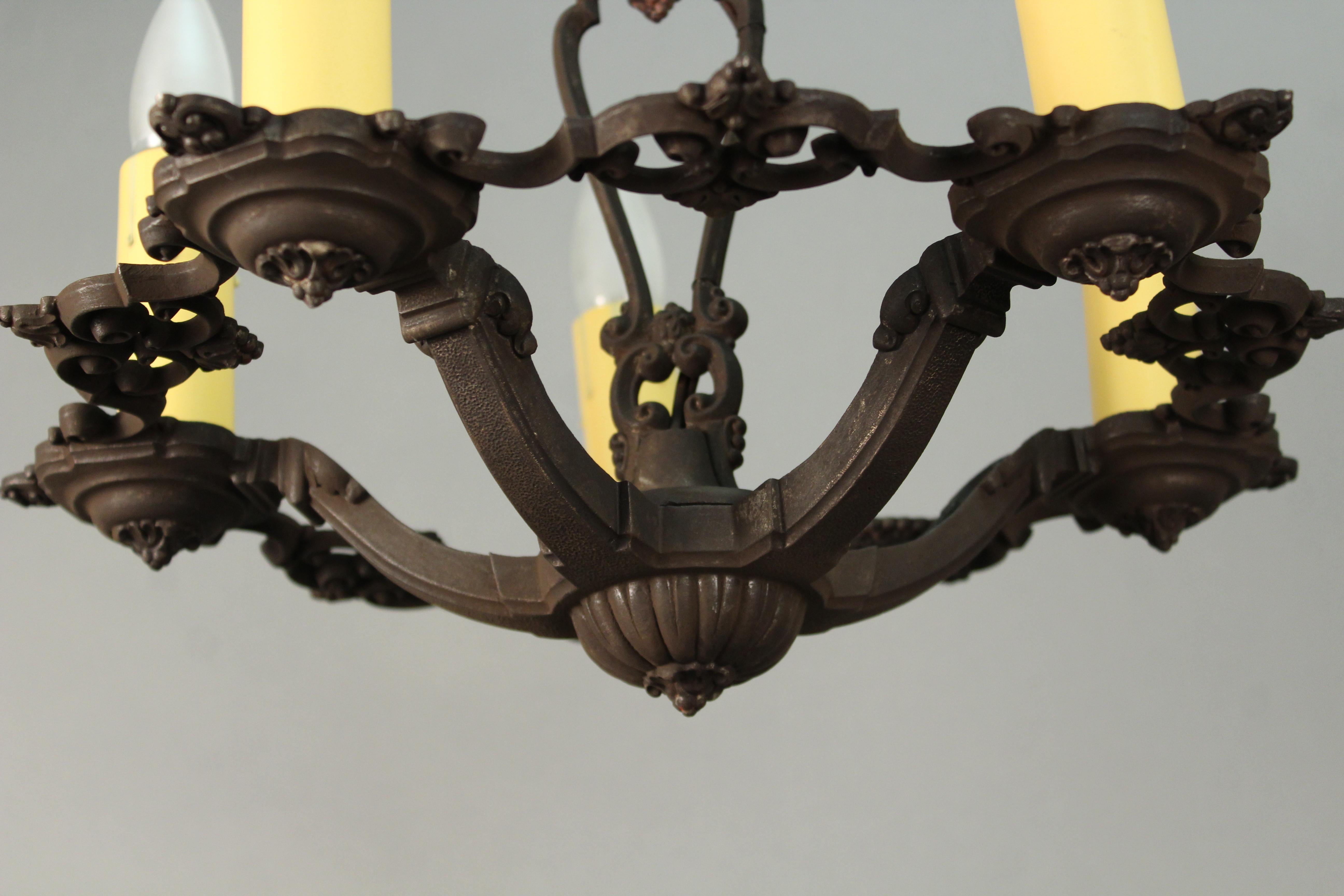 North American 1920s Spanish Revival Chandelier with Five Lights