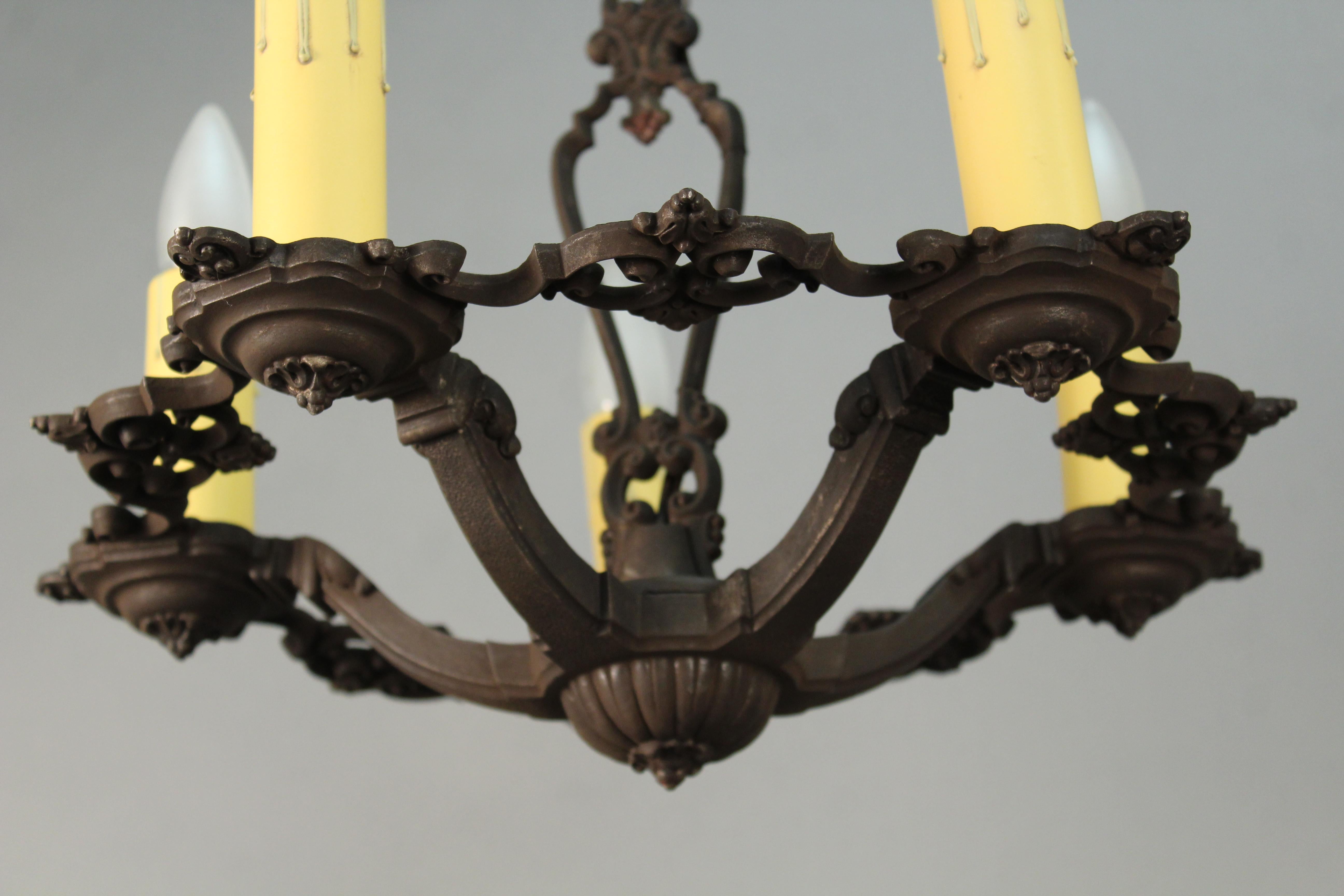 1920s Spanish Revival Chandelier with Five Lights In Good Condition In Pasadena, CA