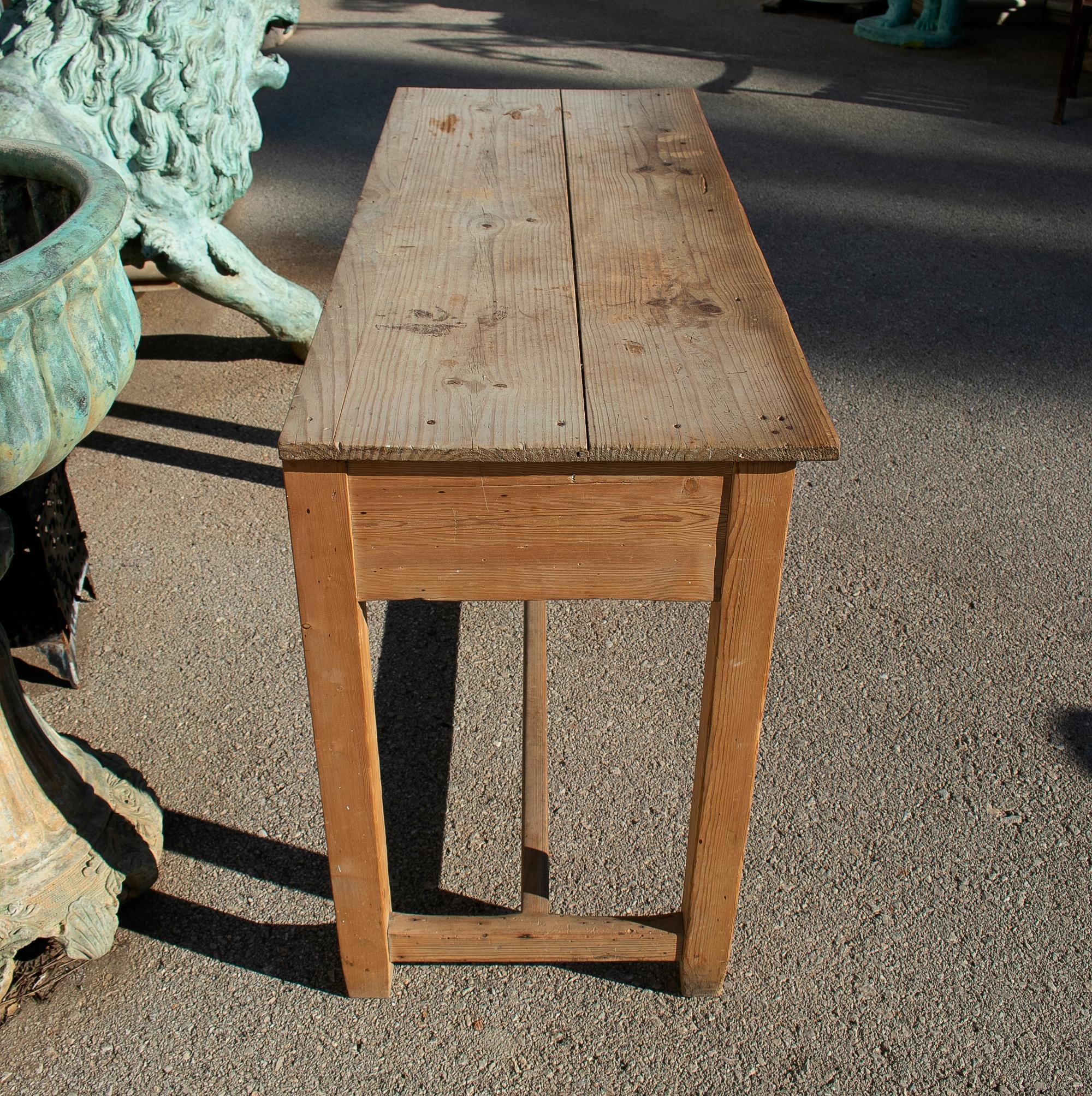 1920s Spanish Rustic Two-Drawer Country Farm Wooden Table 2