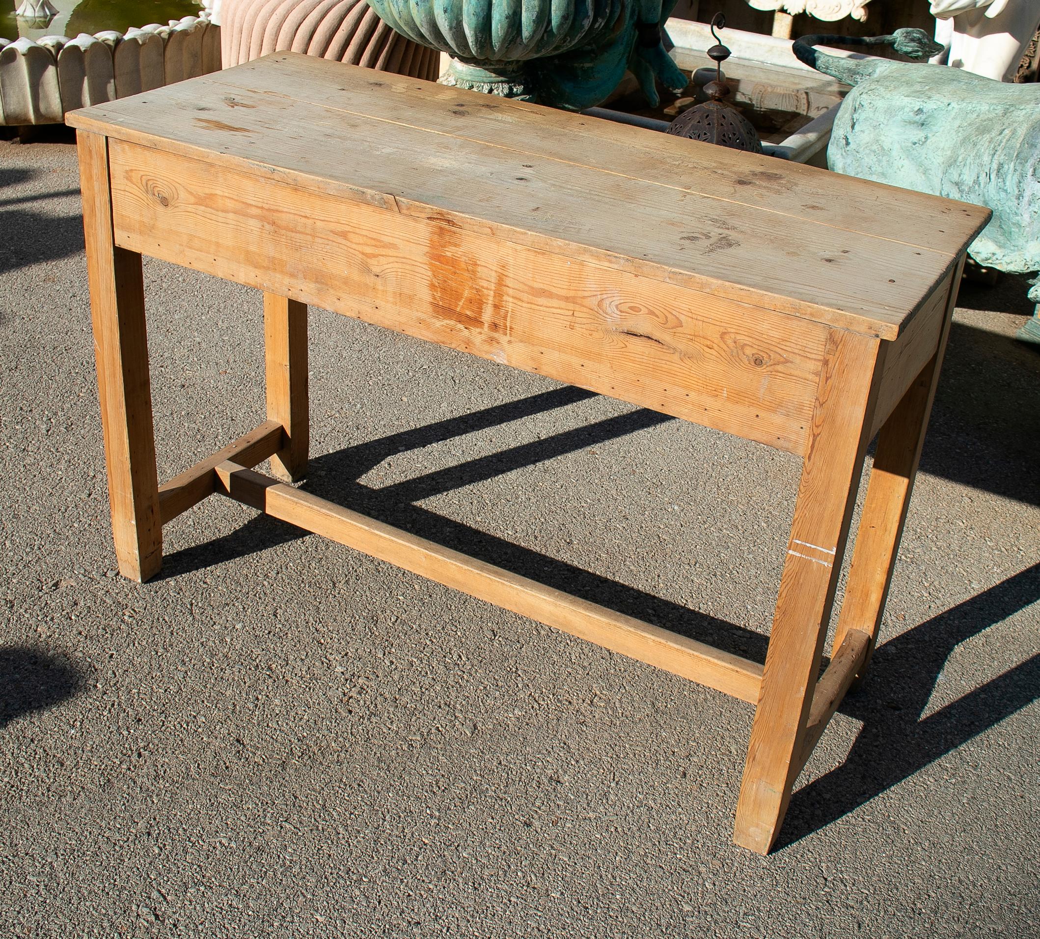 1920s Spanish Rustic Two-Drawer Country Farm Wooden Table 5