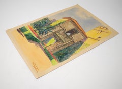 1920s Spanish Watercolor Drawing of the Royal Alcazar of Seville Palace Door