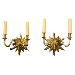 1920s Starburst Double Light Sconces