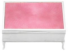 1920s, Sterling Silver and Enamel Jewelry or Trinket Box