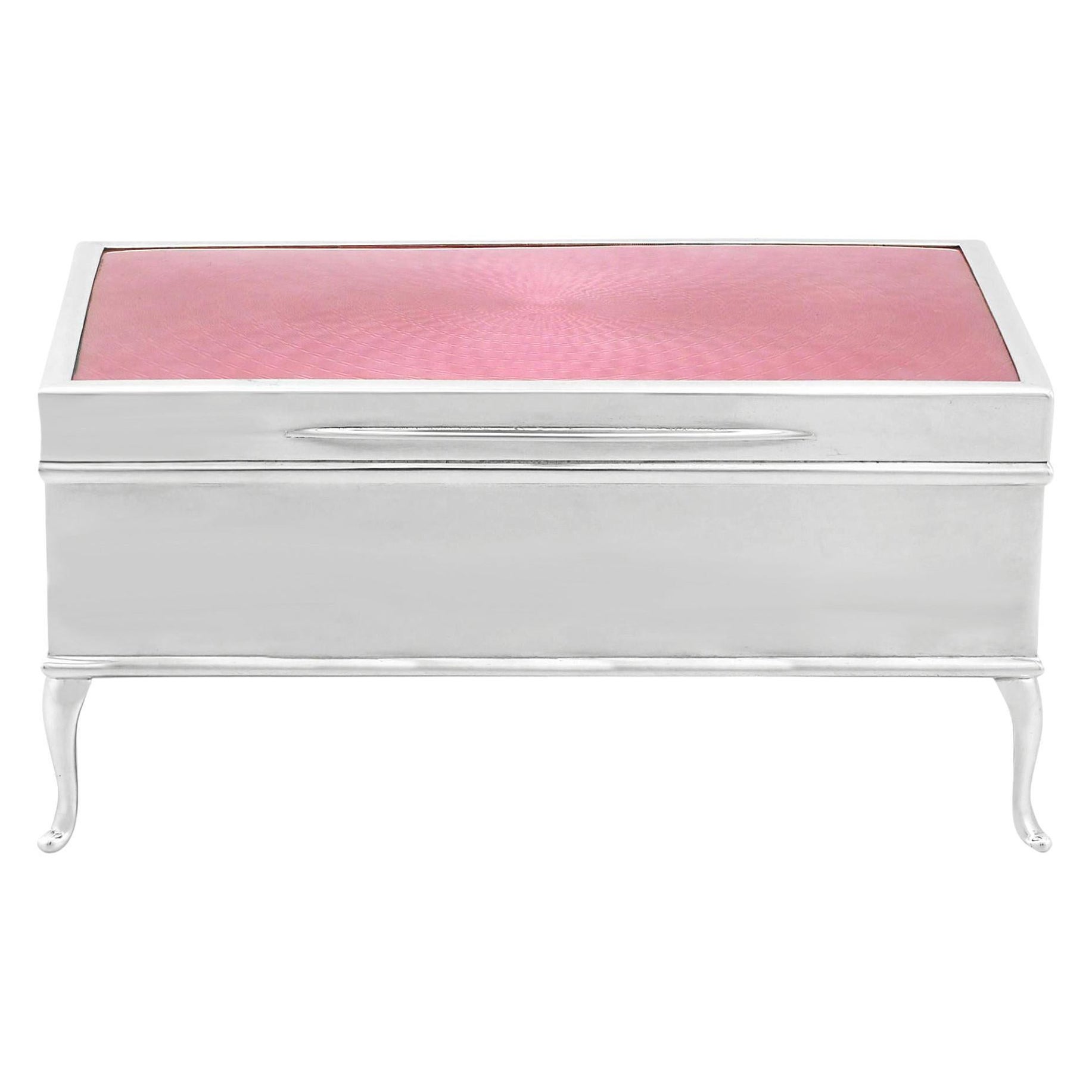 1920s, Sterling Silver and Enamel Jewelry or Trinket Box