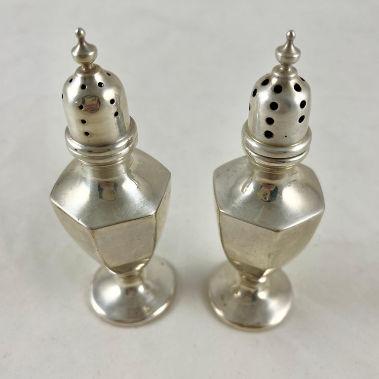 1920s Sterling Silver Salt and Pepper Shaker Pairs, Set of Eight In Fair Condition In Philadelphia, PA