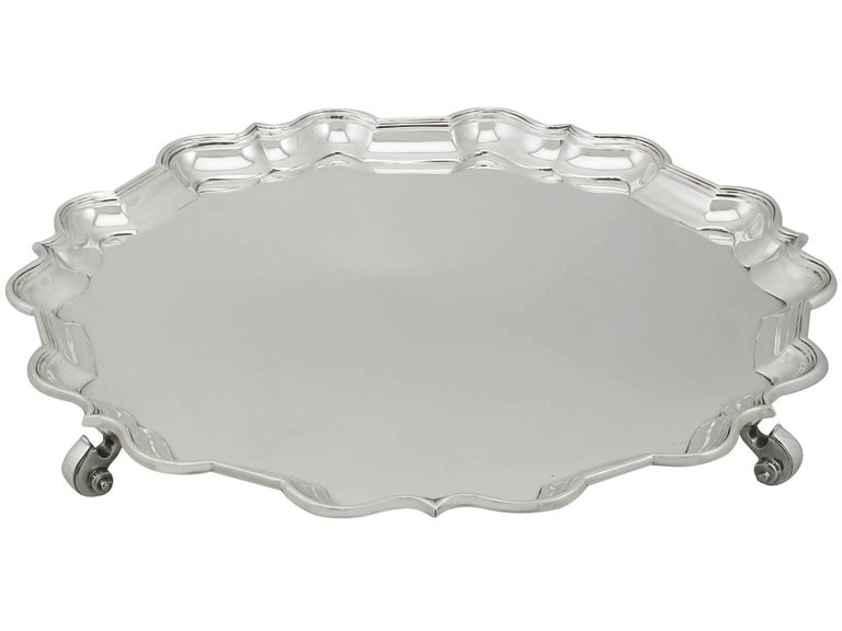 Chippendale 1920s Sterling Silver Salver by Mappin and Webb For Sale