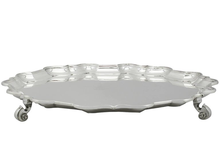 English 1920s Sterling Silver Salver by Mappin and Webb For Sale