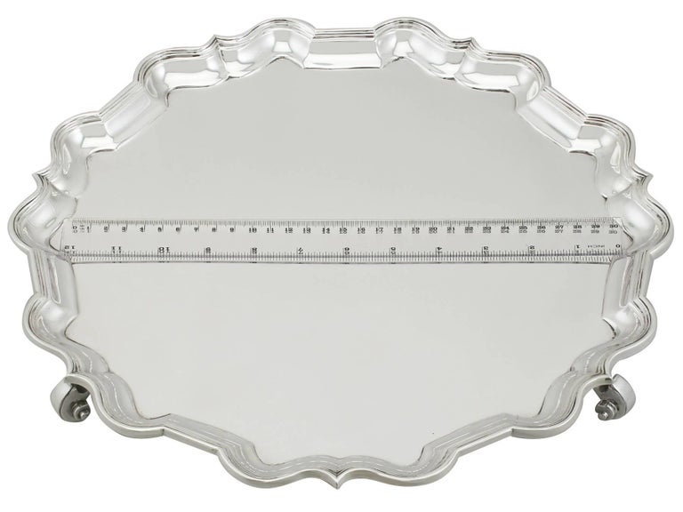 1920s Sterling Silver Salver by Mappin and Webb For Sale 3