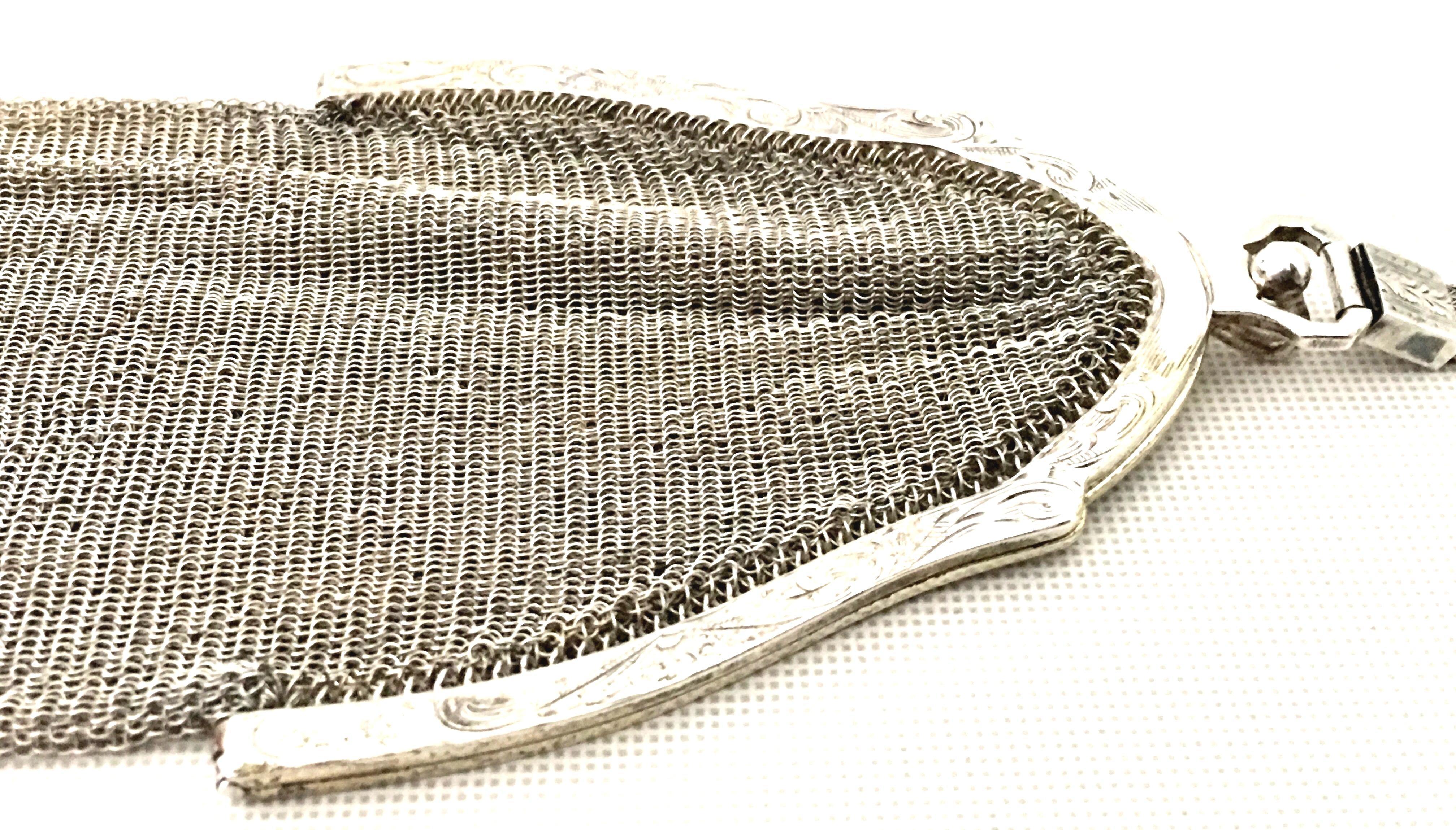 Brown 1920'S Sterling Silver Soldered Mesh Wristlet Hand Bag By, Whiting & Davis