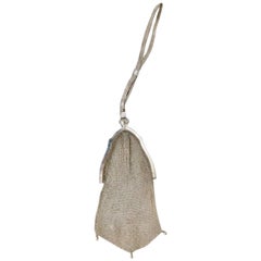 Antique 1920'S Sterling Silver Soldered Mesh Wristlet Hand Bag By, Whiting & Davis