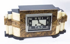 1920s Stunning Art Deco Marble Mantle Clock Garniture