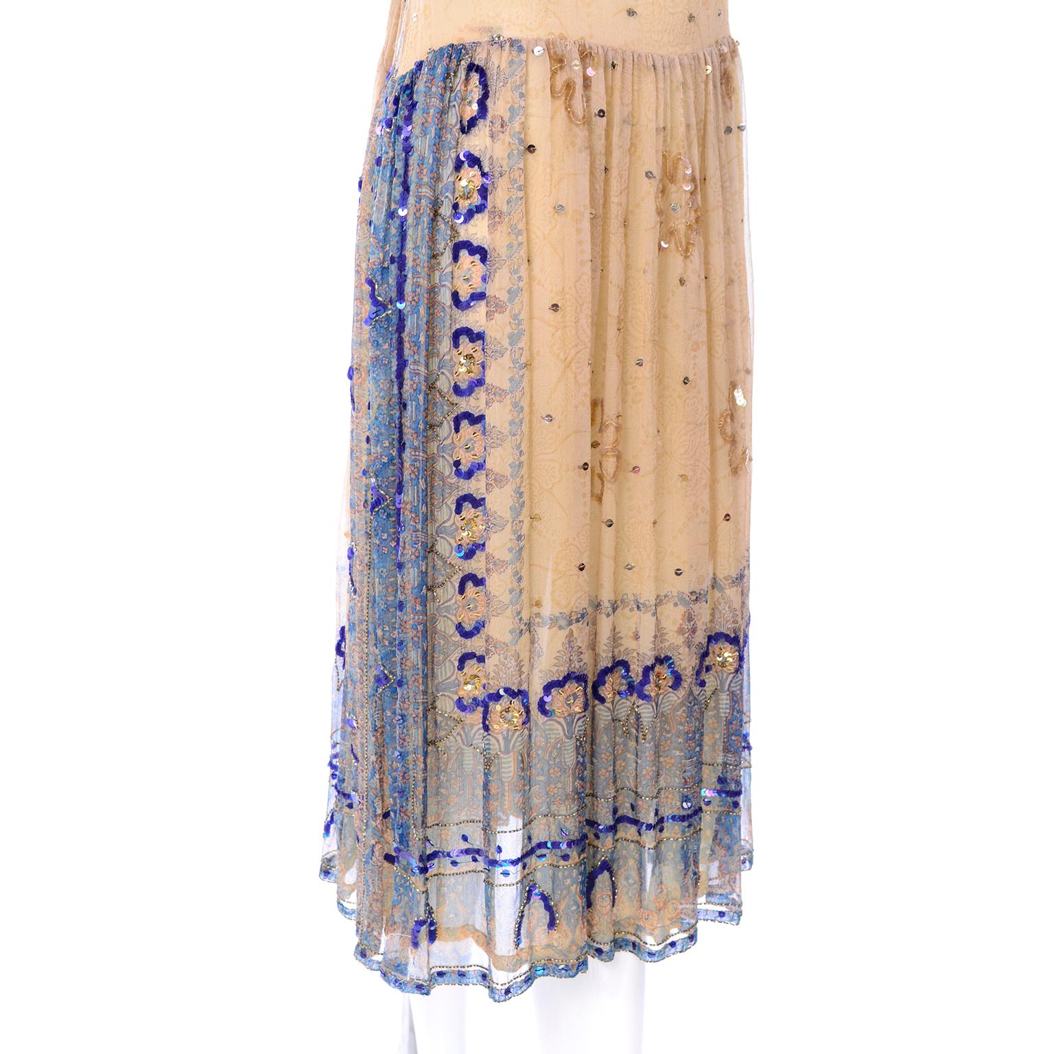 1920s Style Vintage Fine Silk Beaded Dress w Sequins by Judith Ann Creations 6