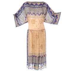 1920s Style Vintage Fine Silk Beaded Dress w Sequins by Judith Ann Creations