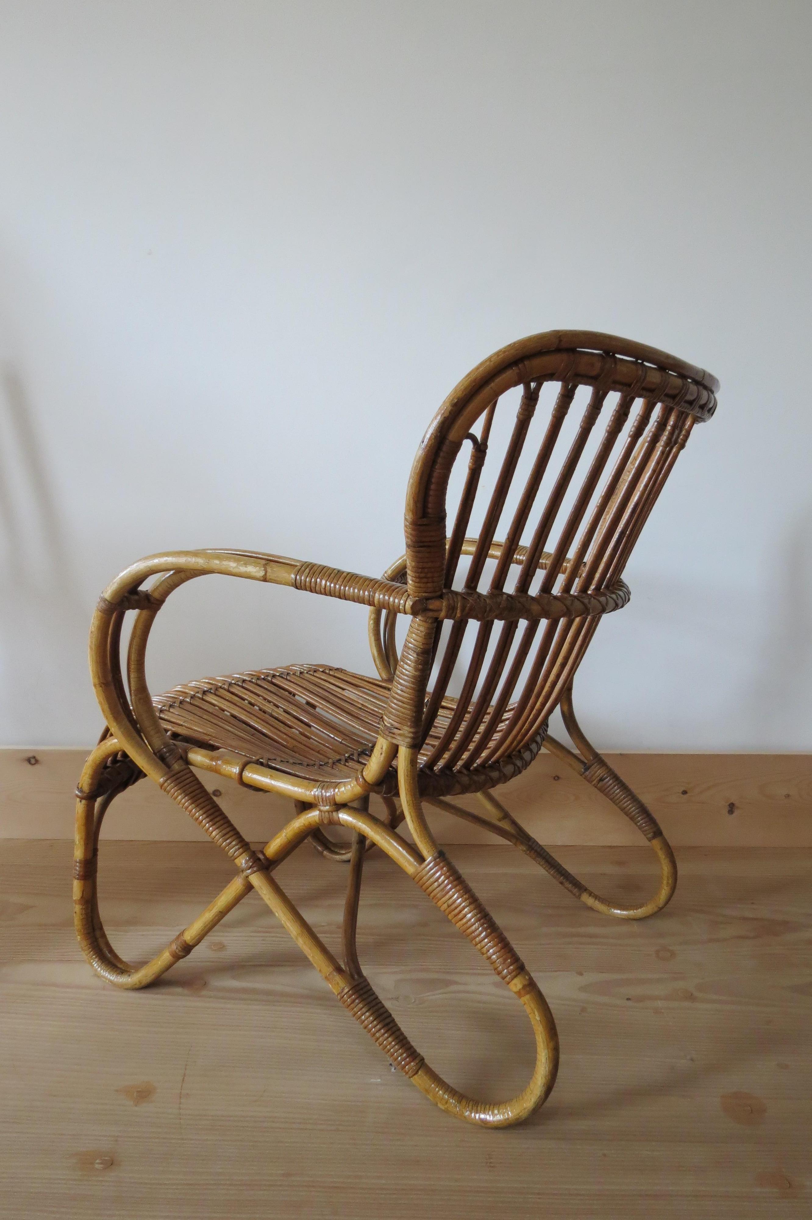 1920s Stylish Cane and Bamboo Lounge Chair 4