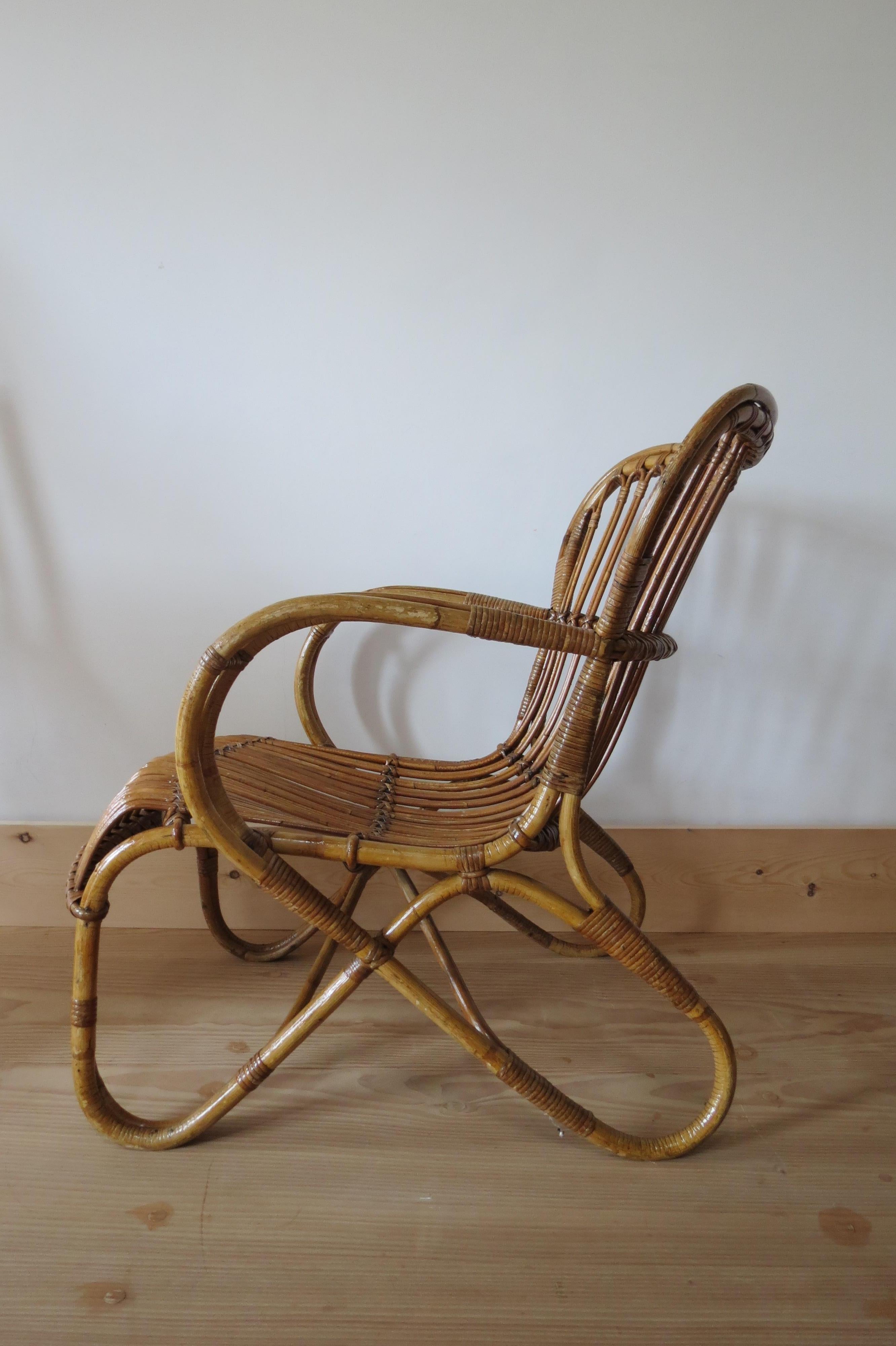 1920s Stylish Cane and Bamboo Lounge Chair 5