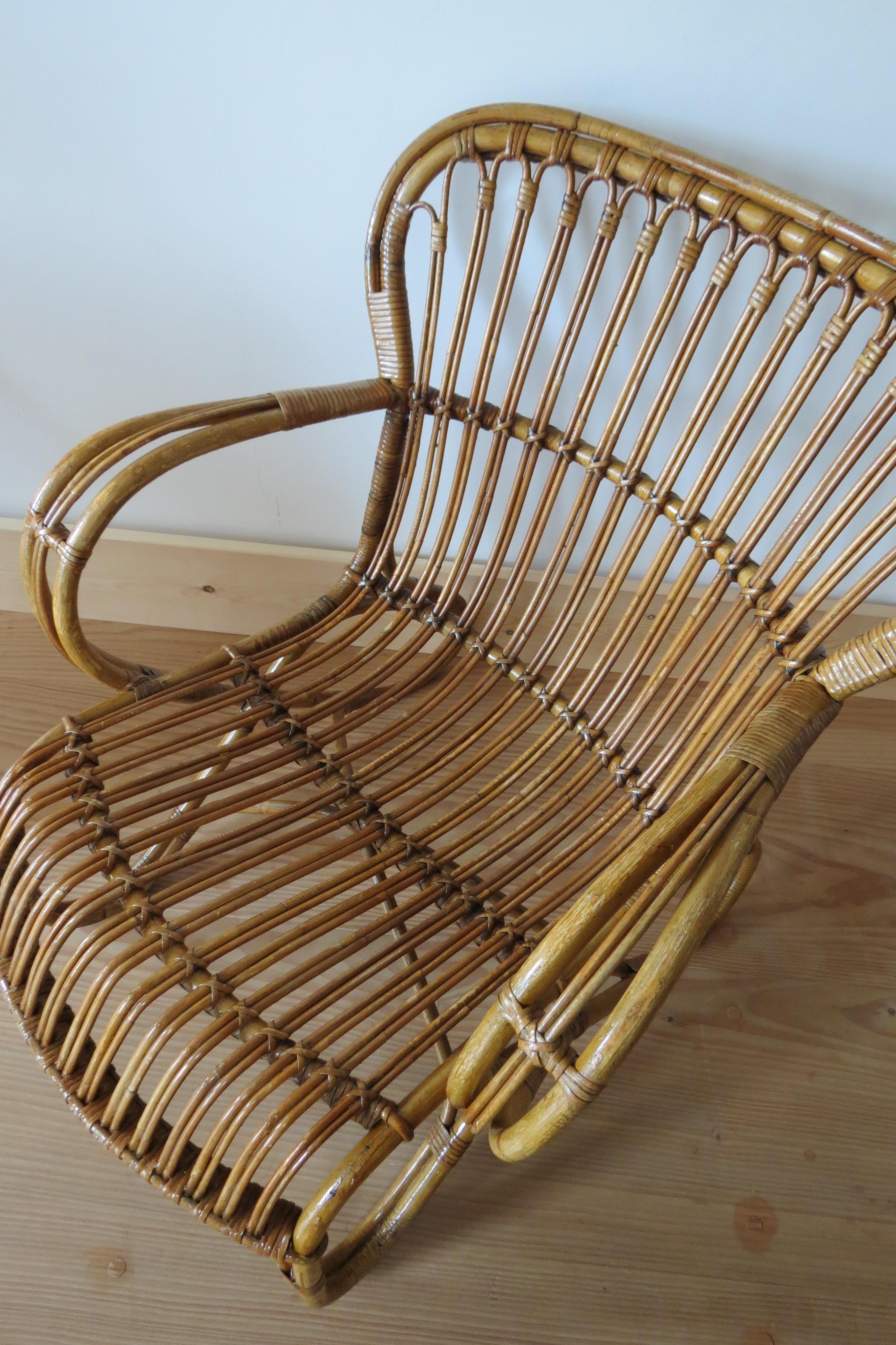 1920s Stylish Cane and Bamboo Lounge Chair 6