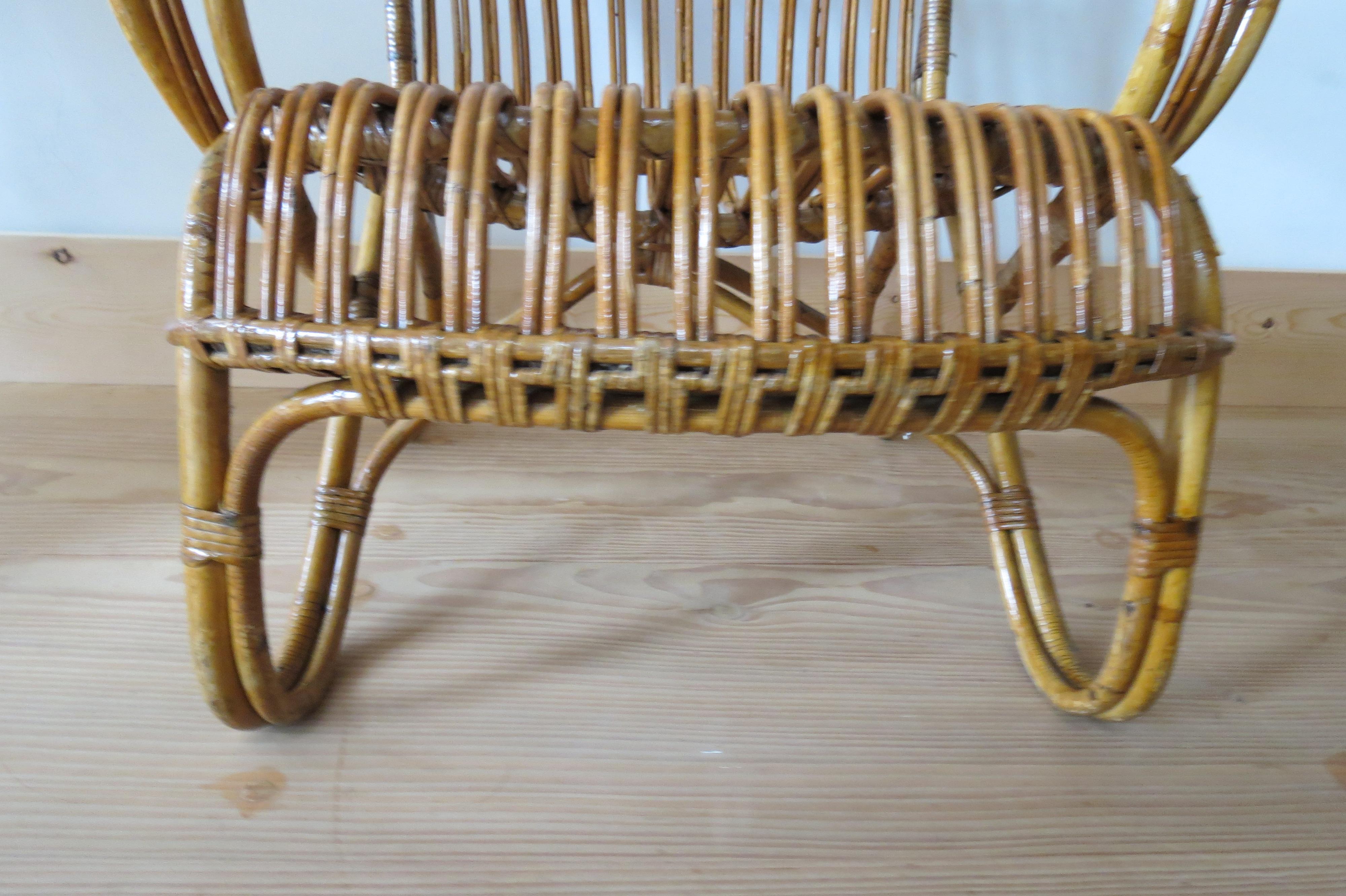 1920s Stylish Cane and Bamboo Lounge Chair 10
