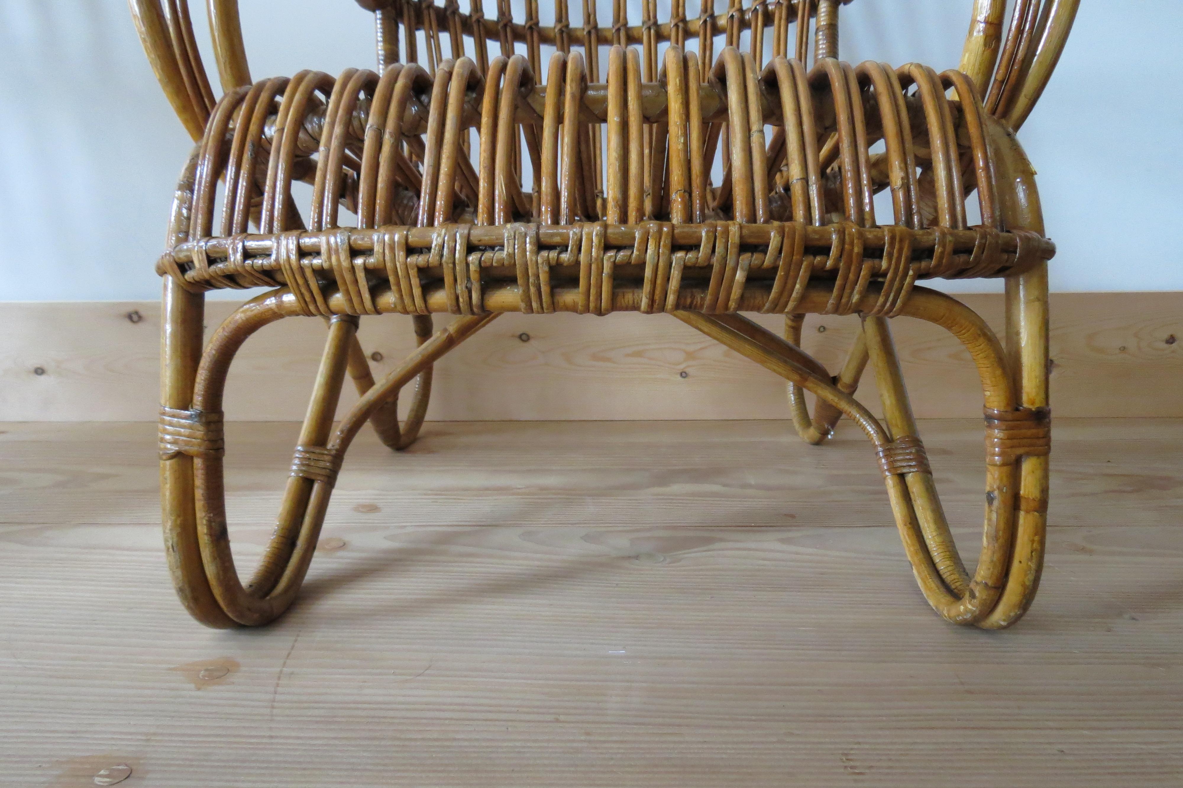 1920s Stylish Cane and Bamboo Lounge Chair 11