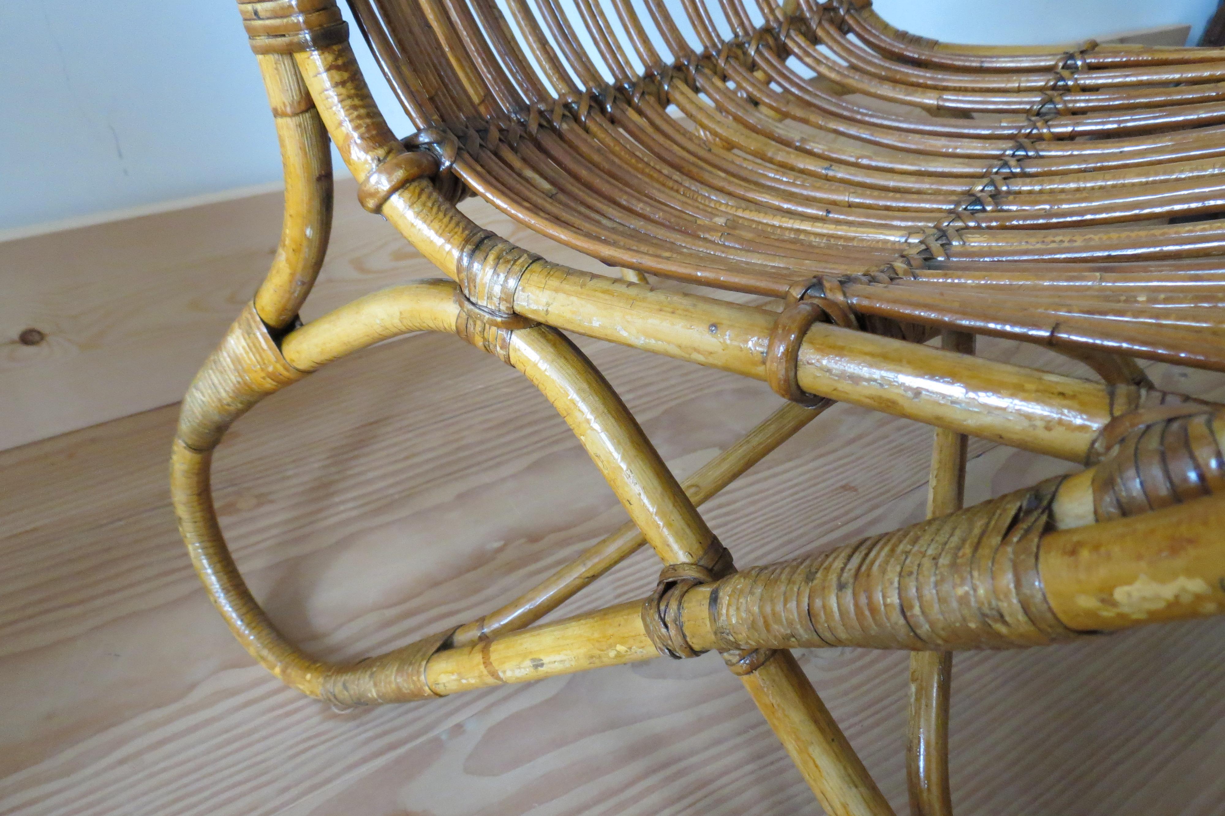 1920s Stylish Cane and Bamboo Lounge Chair 12