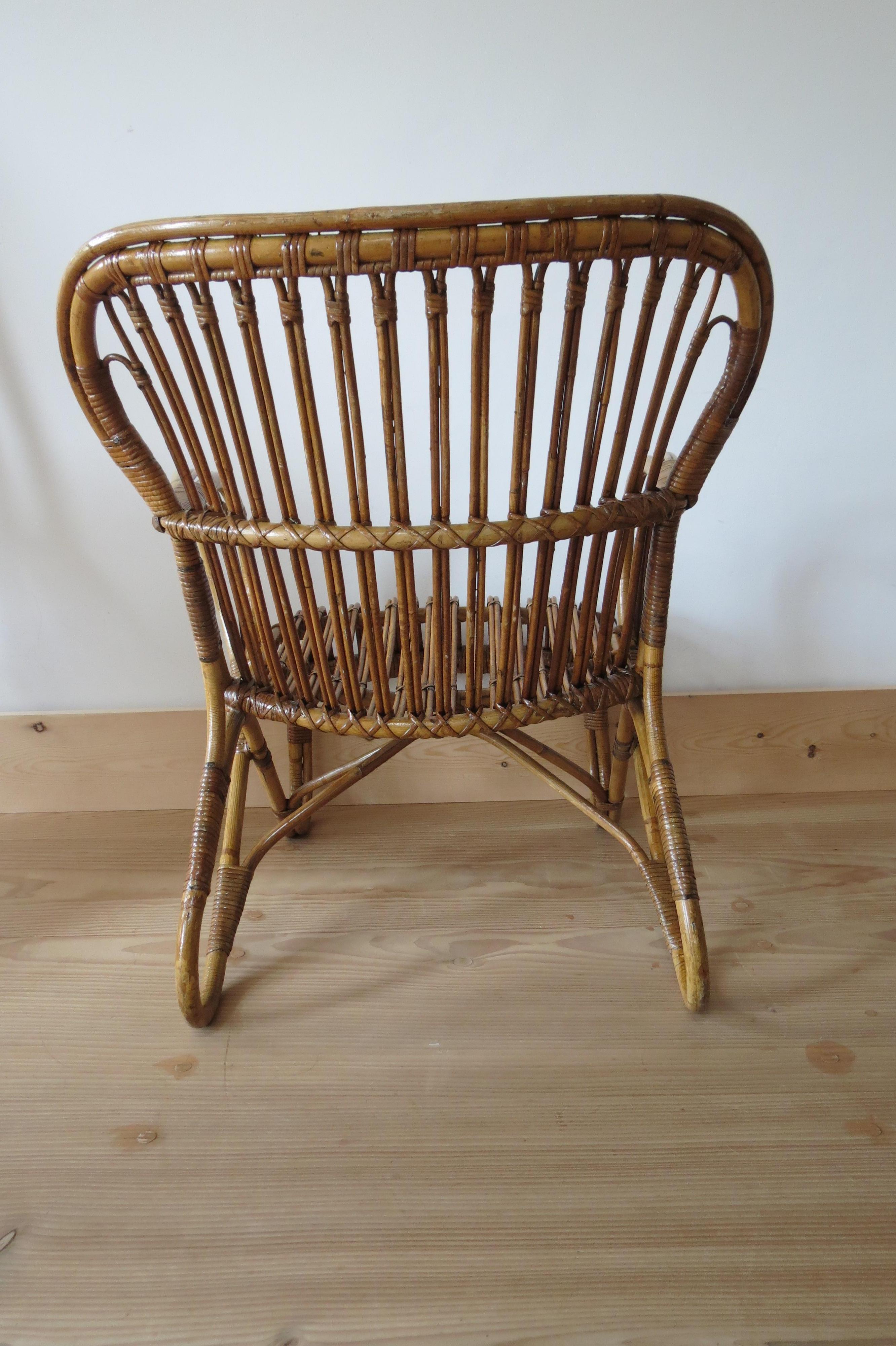 1920s Stylish Cane and Bamboo Lounge Chair 3