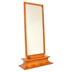 1920's Swedish Art Deco Birds Eye Maple Cheval Mirror