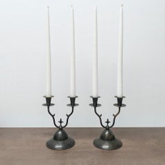 1920s Swedish Grace Candleholders, Two‑Arm Pair, Marked 1:ma N.S.