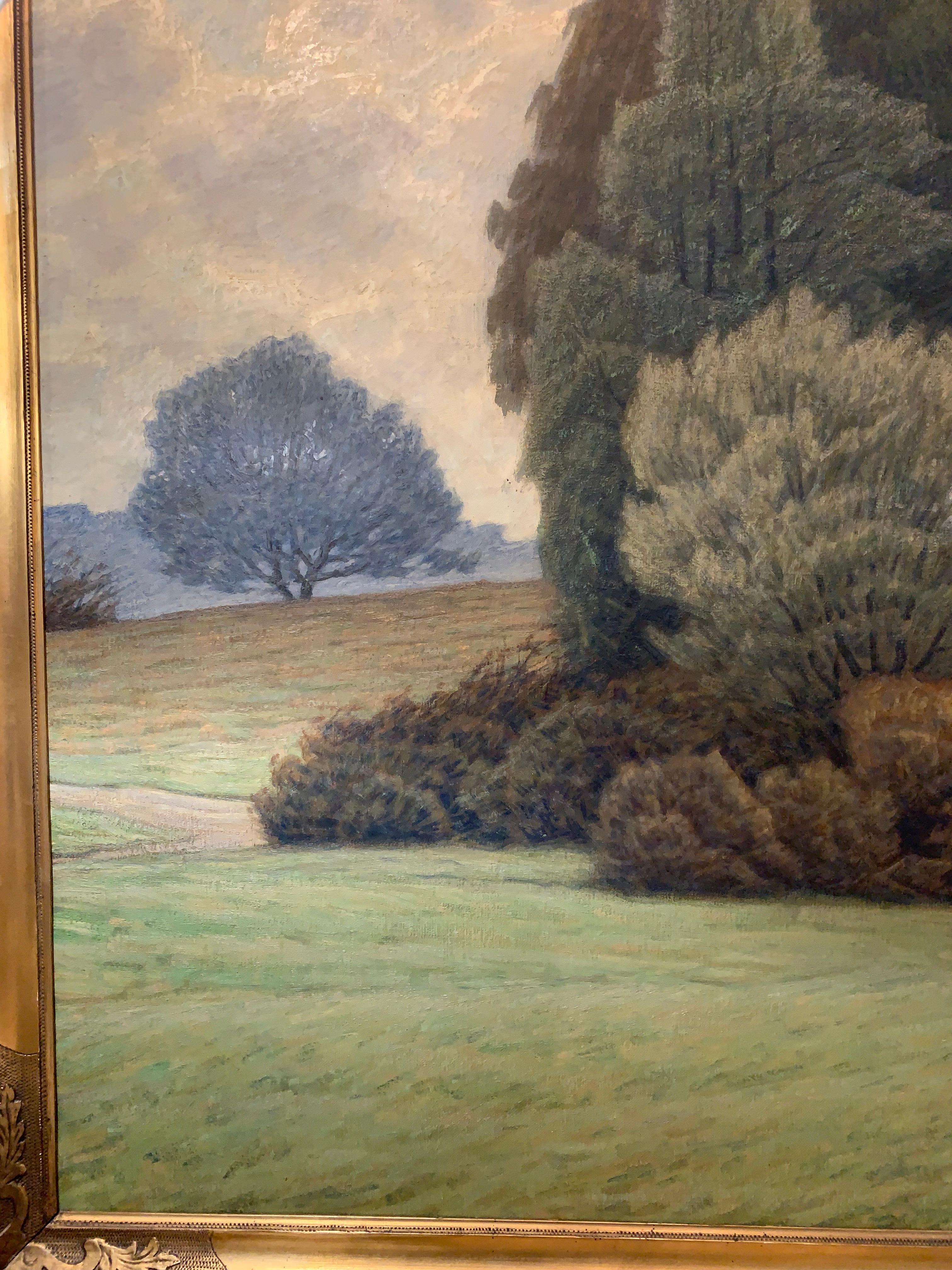 Peinture à l'huile suédoise des années 1920 par Albert Larsson (1869-1952) Paysage avec arbres Bon état - En vente à London, GB