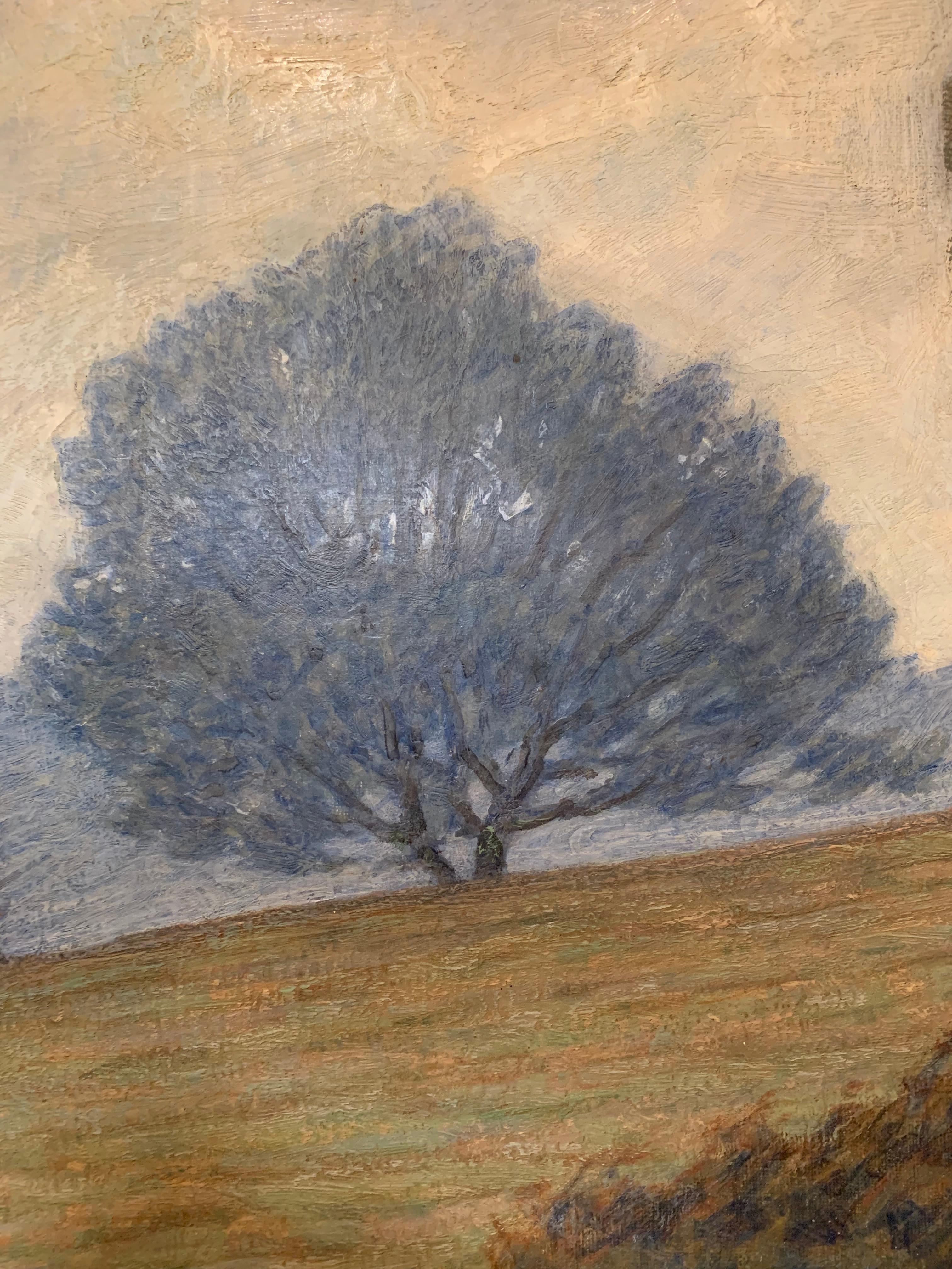 Peinture à l'huile suédoise des années 1920 par Albert Larsson (1869-1952) Paysage avec arbres en vente 1