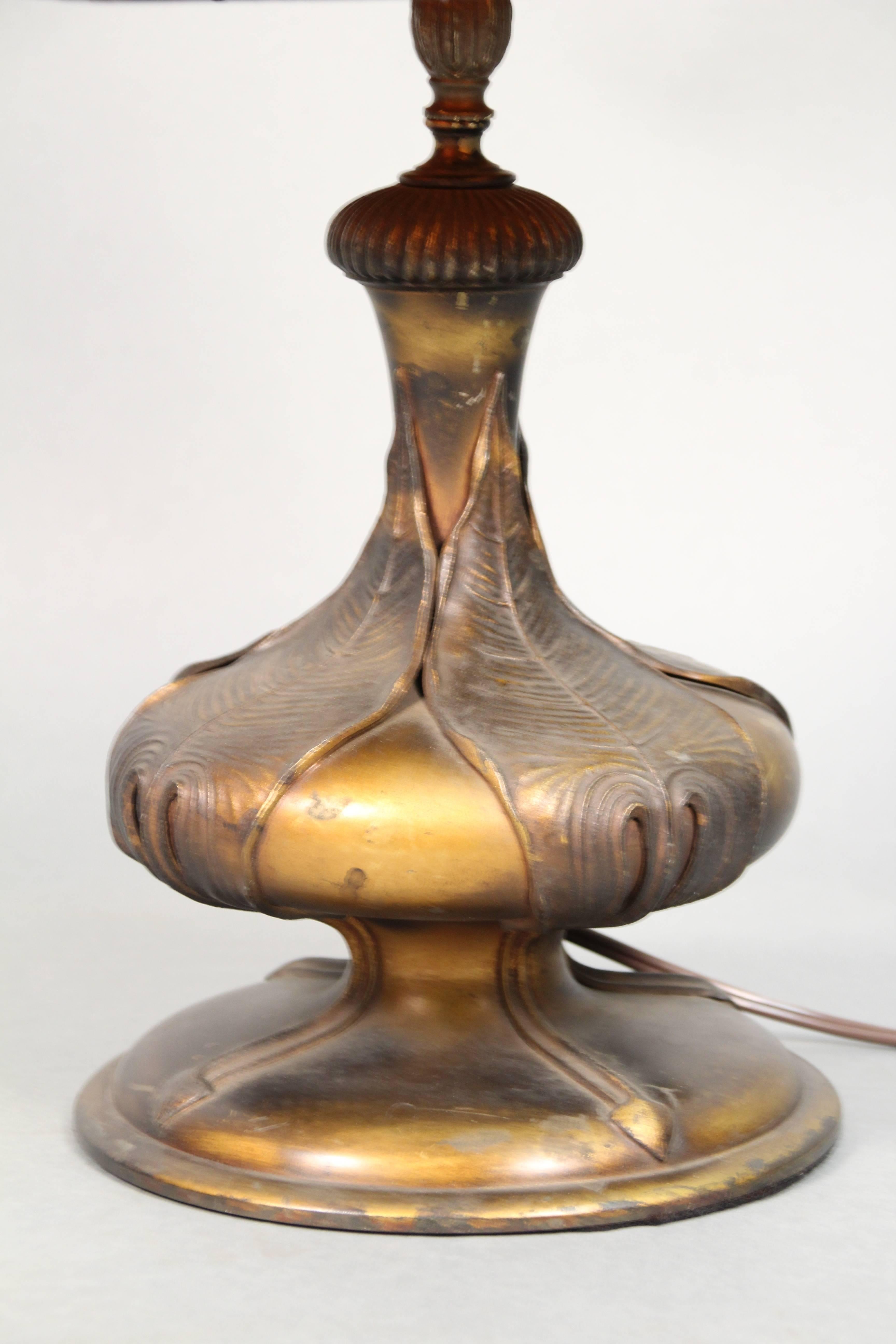 1920s Table Lamp with New Mica Shade In Good Condition In Pasadena, CA