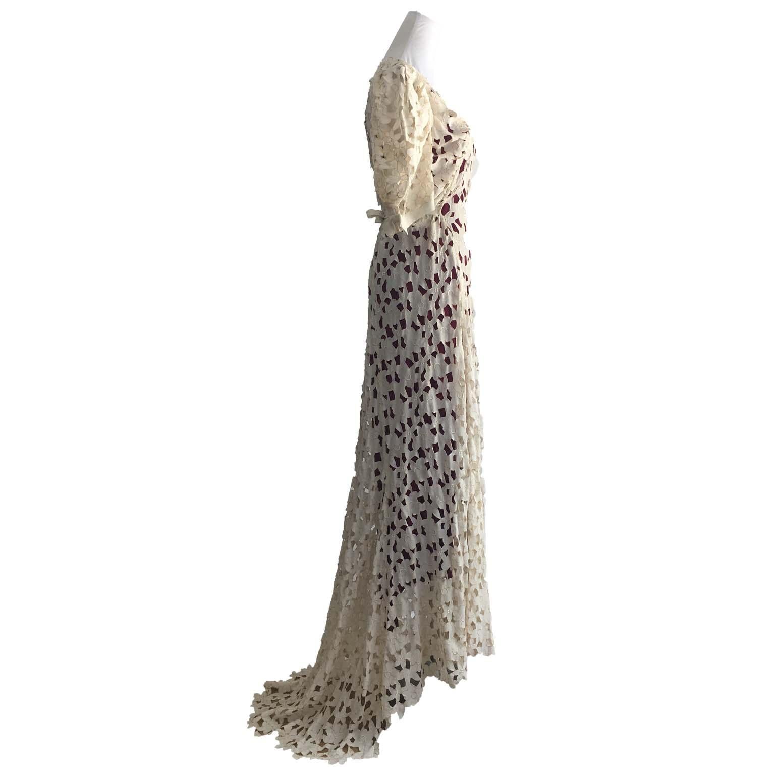 ivory beaded lace gown 1920s