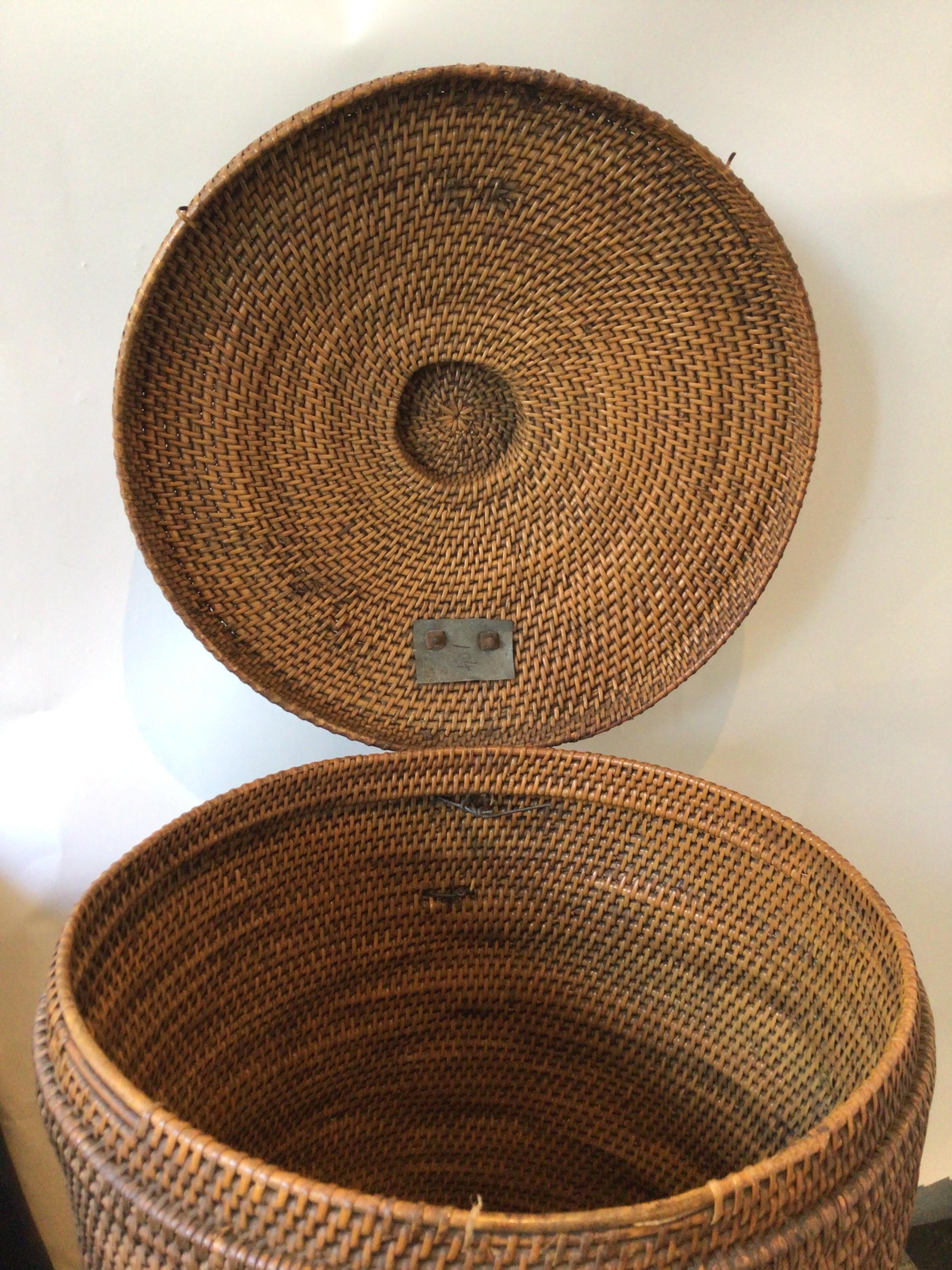 1920s Tall Chinese Wicker Basket 4