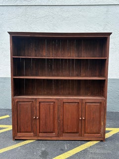 1920s Tall Rustic Spanish Style Bookcase Cabinet Hutch