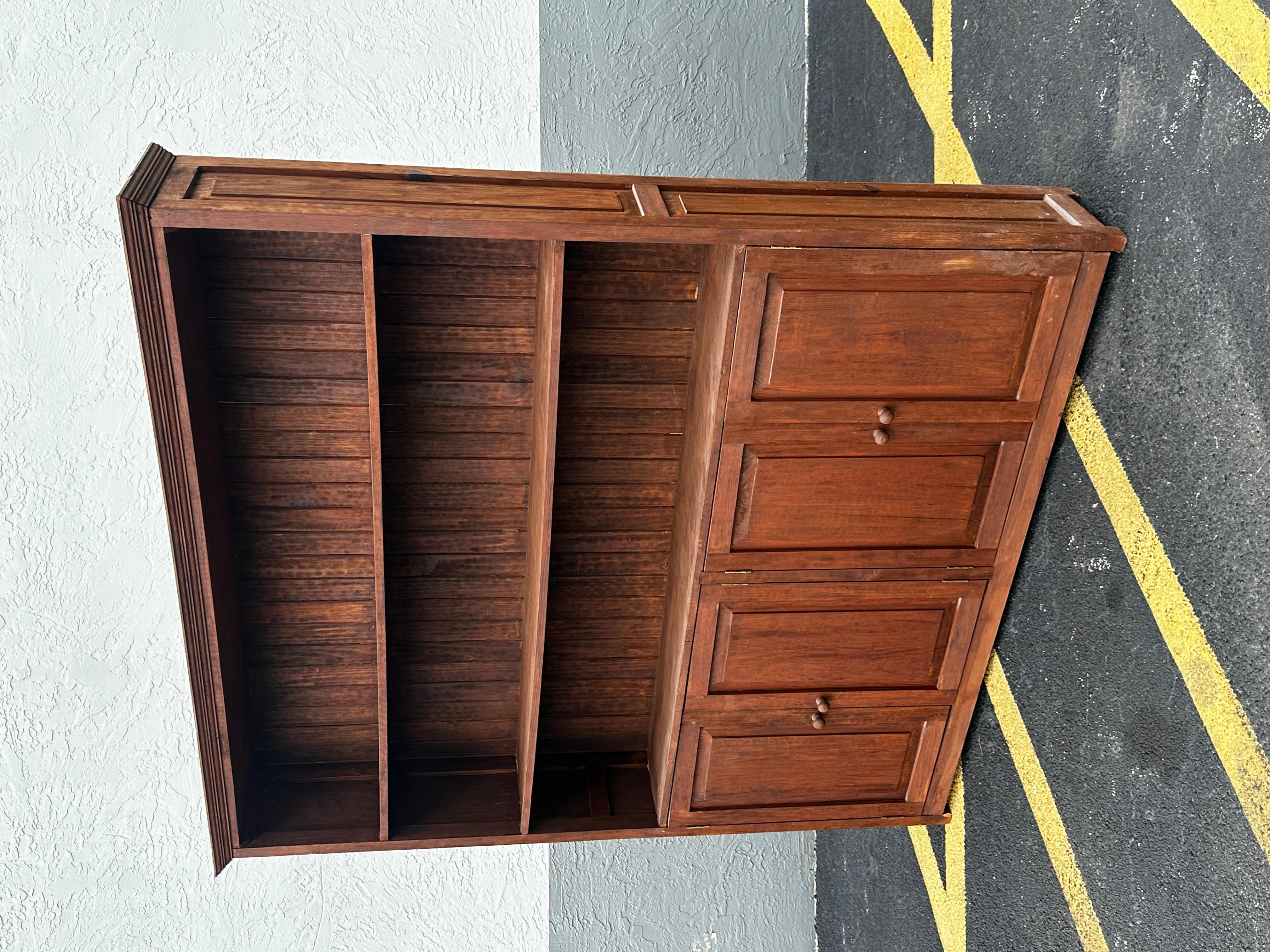 Early 20th Century 1920s Tall Rustic Spanish Style Bookcase Cabinet Hutch For Sale