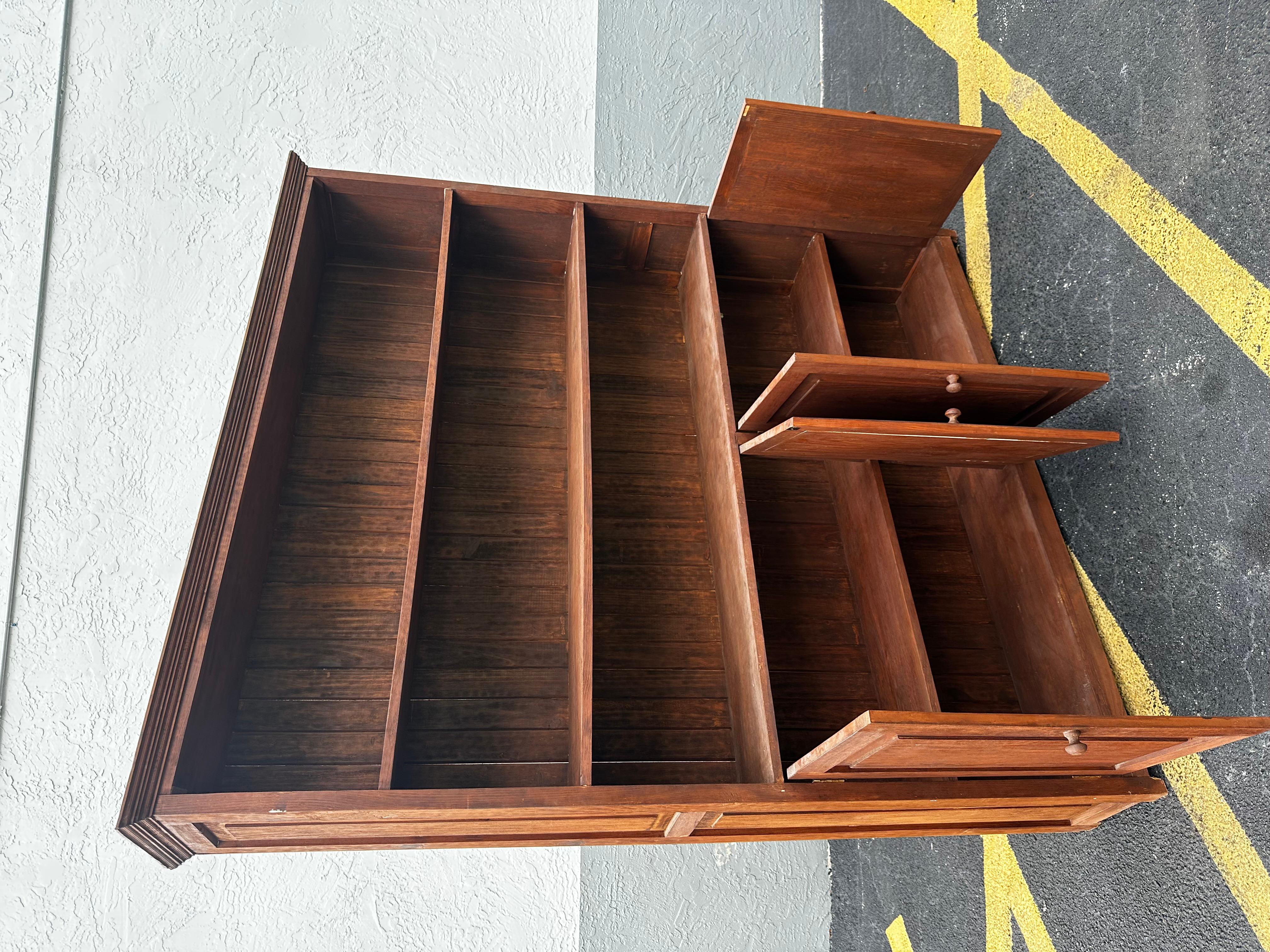 Wood 1920s Tall Rustic Spanish Style Bookcase Cabinet Hutch For Sale