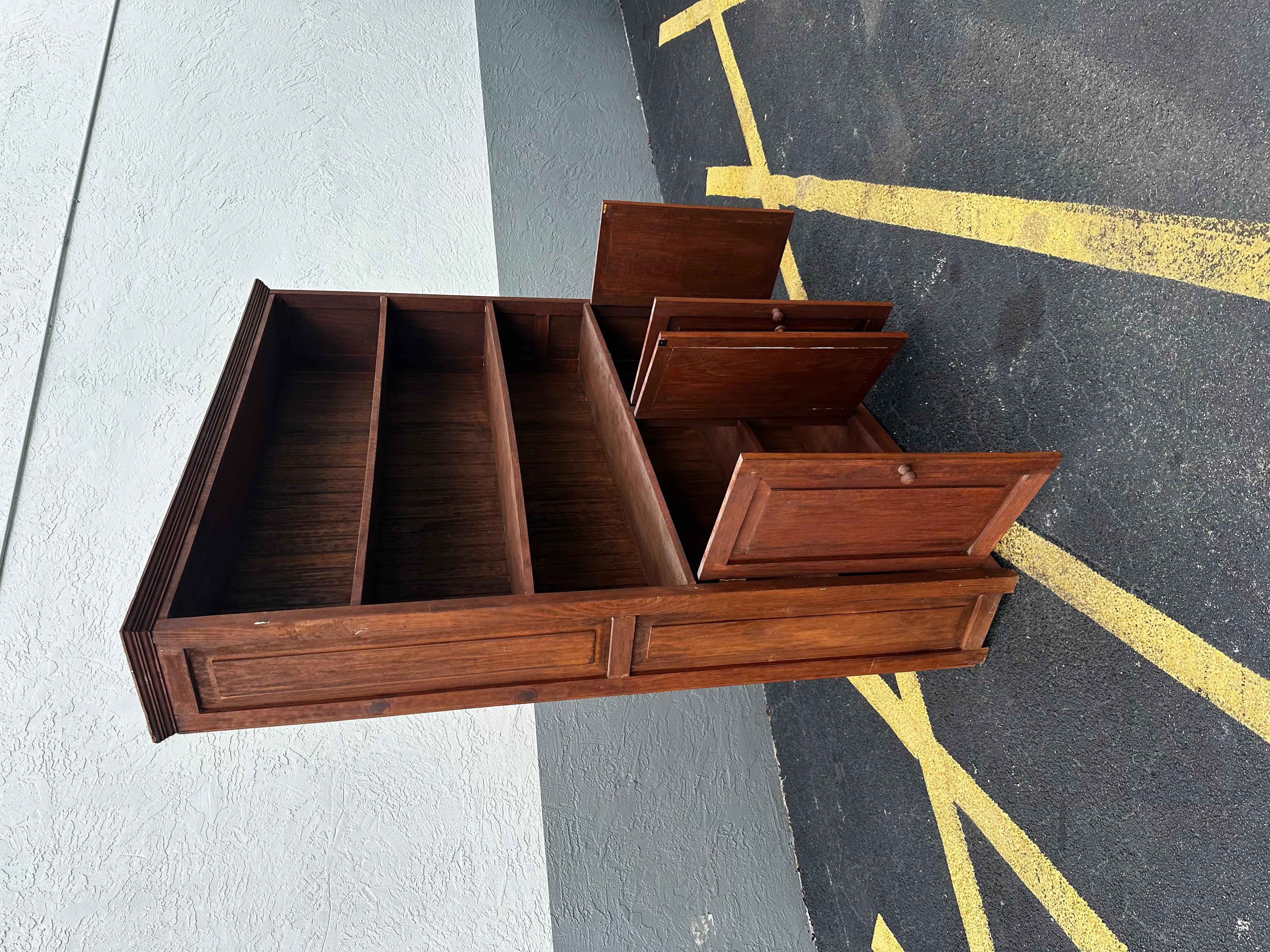 1920s Tall Rustic Spanish Style Bookcase Cabinet Hutch For Sale 1