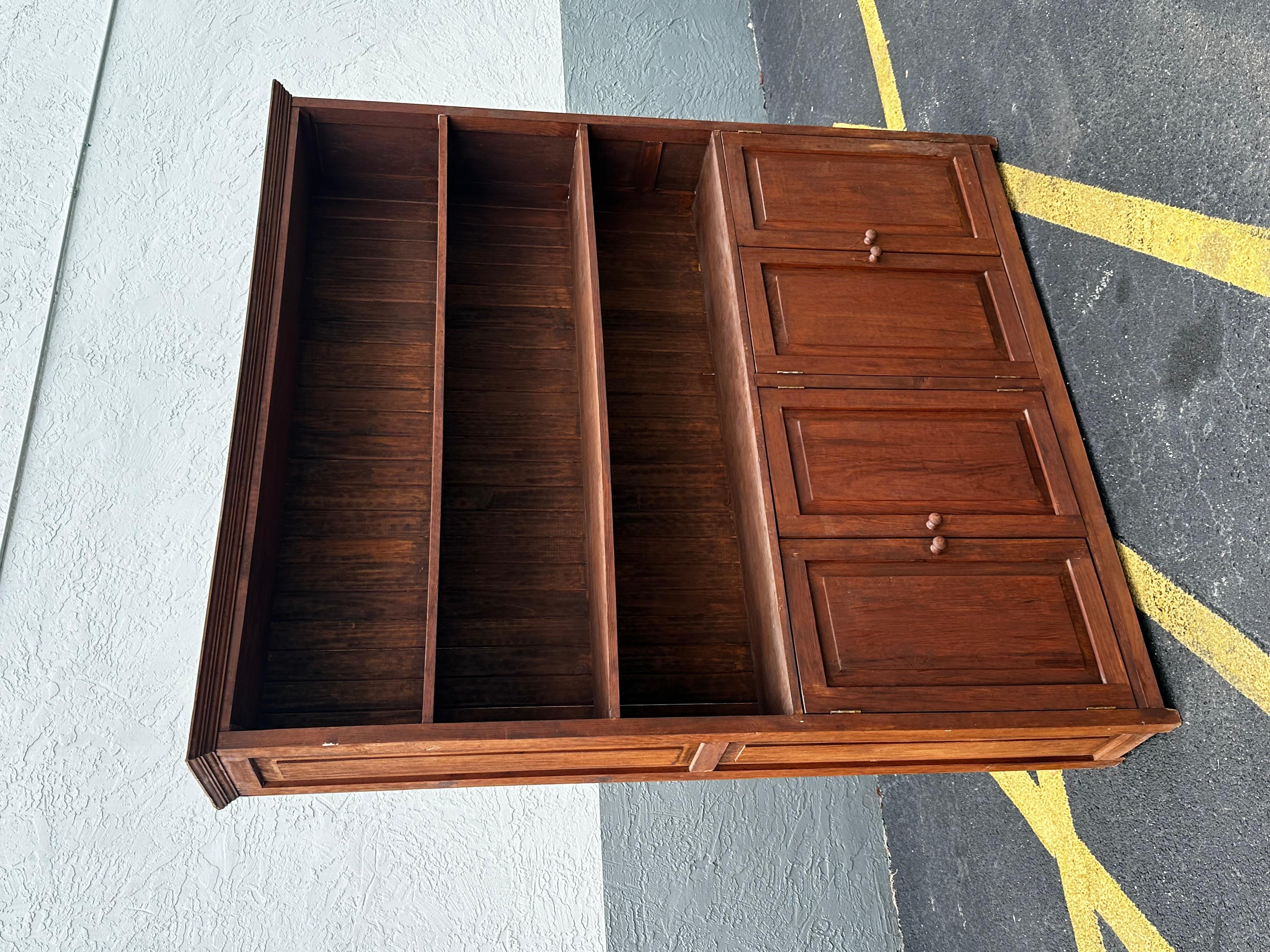 1920s Tall Rustic Spanish Style Bookcase Cabinet Hutch For Sale 2