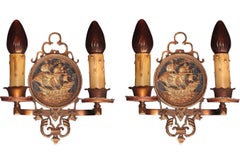 1920s Tall Ship Sconces in Bronze Original Finish and Patina Priced Per Pair