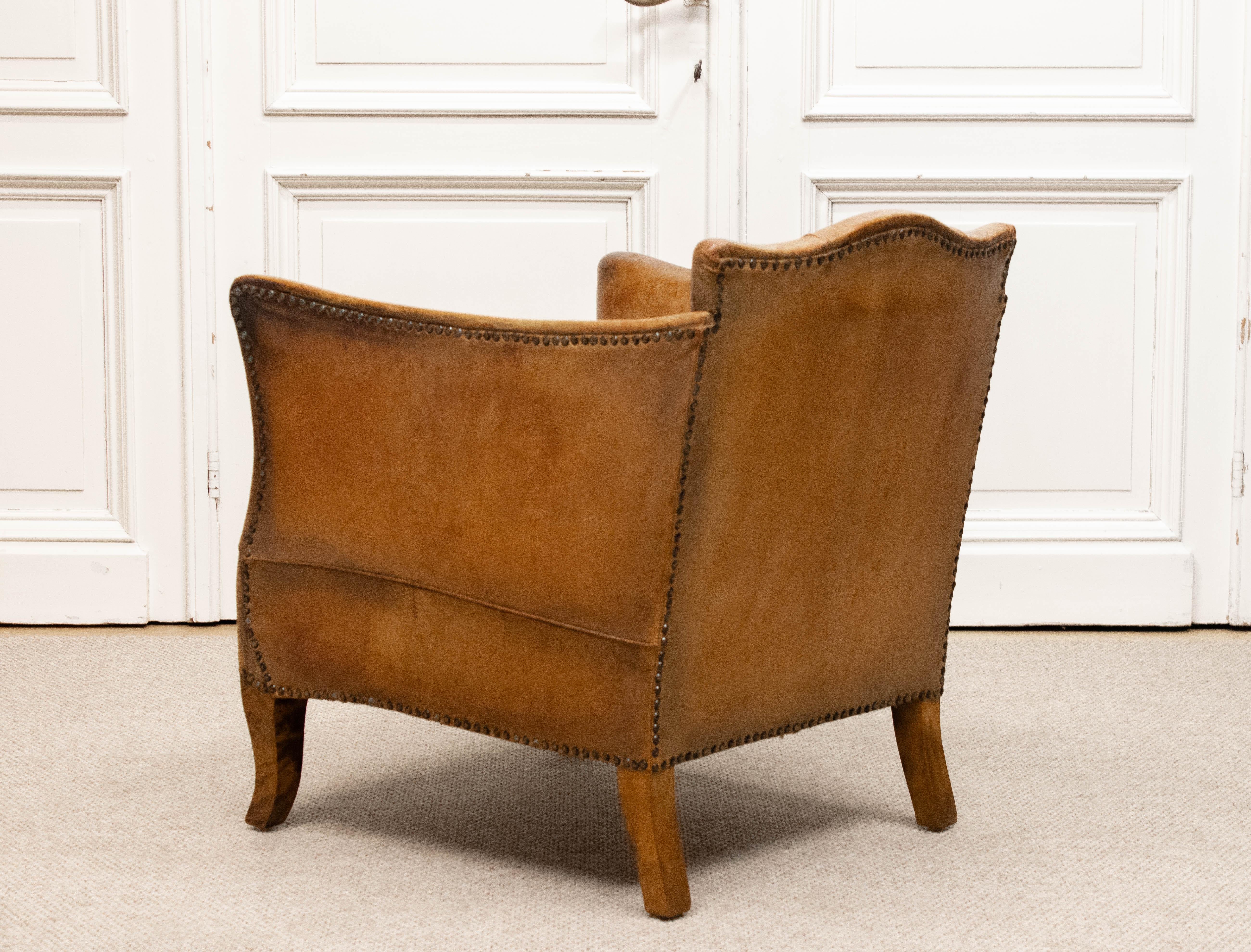 Fauteuil club en cuir fauve des années 1920 attribué à Otto Schulz pour Boet Suède en vente 2