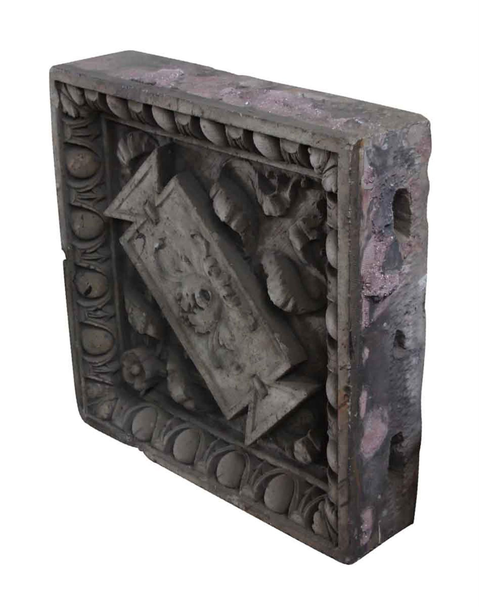 Large highly decorative 1920s terra cotta with an egg and dart border salvaged from the façade of a New York City Building. This would make a great center building piece or garden stone. Please note, this item is located in our Scranton, PA location.