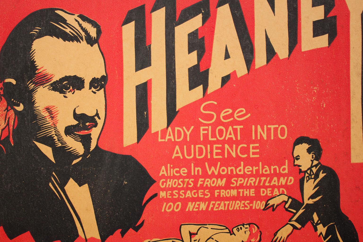 Affiche publicitaire « The Great Heaney » des années 1920, Magician Magic Oddity, carte de fenêtre en vente 6