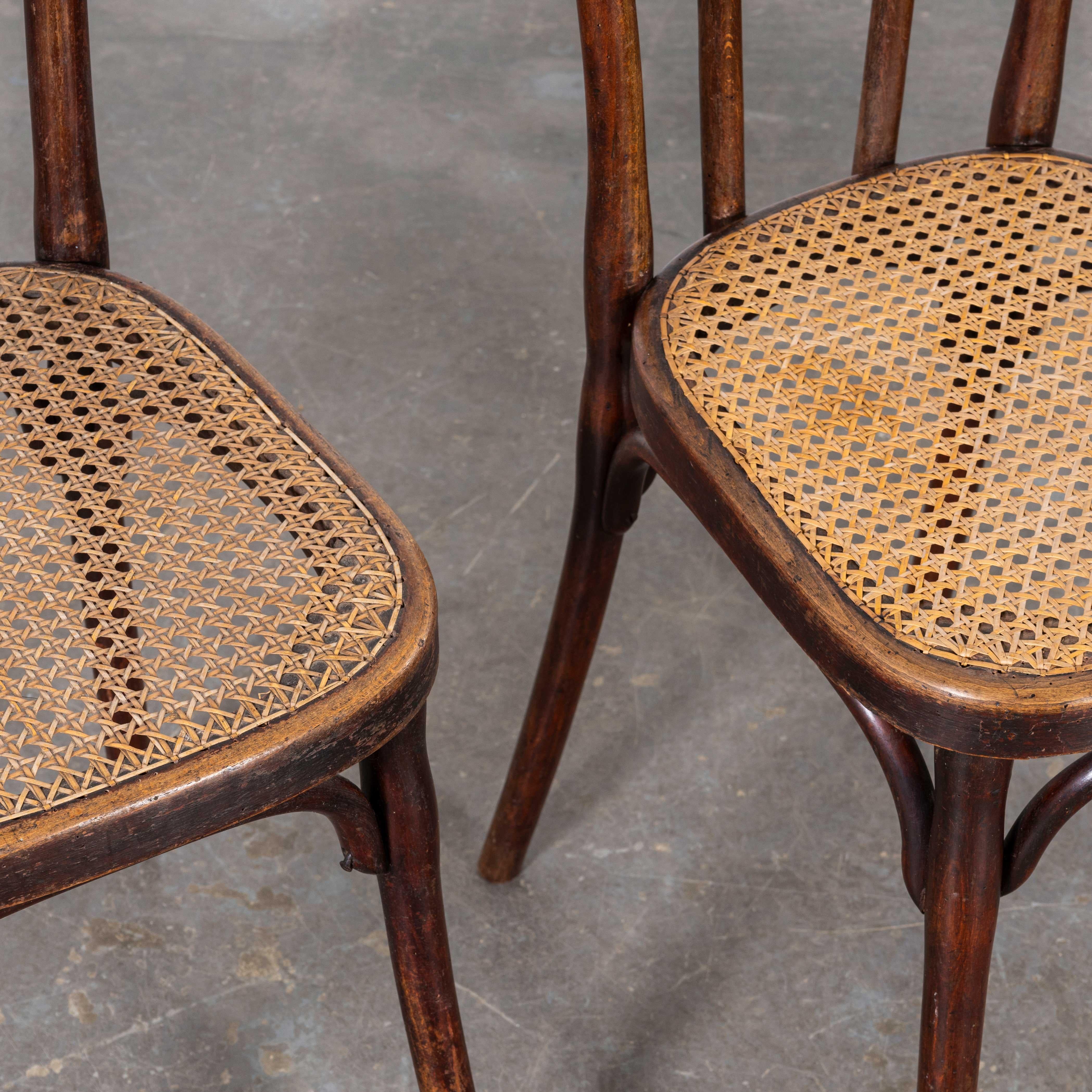 1920’s Thonet Original Cane Seated Dining Chairs – Set of Three In Good Condition For Sale In Hook, Hampshire