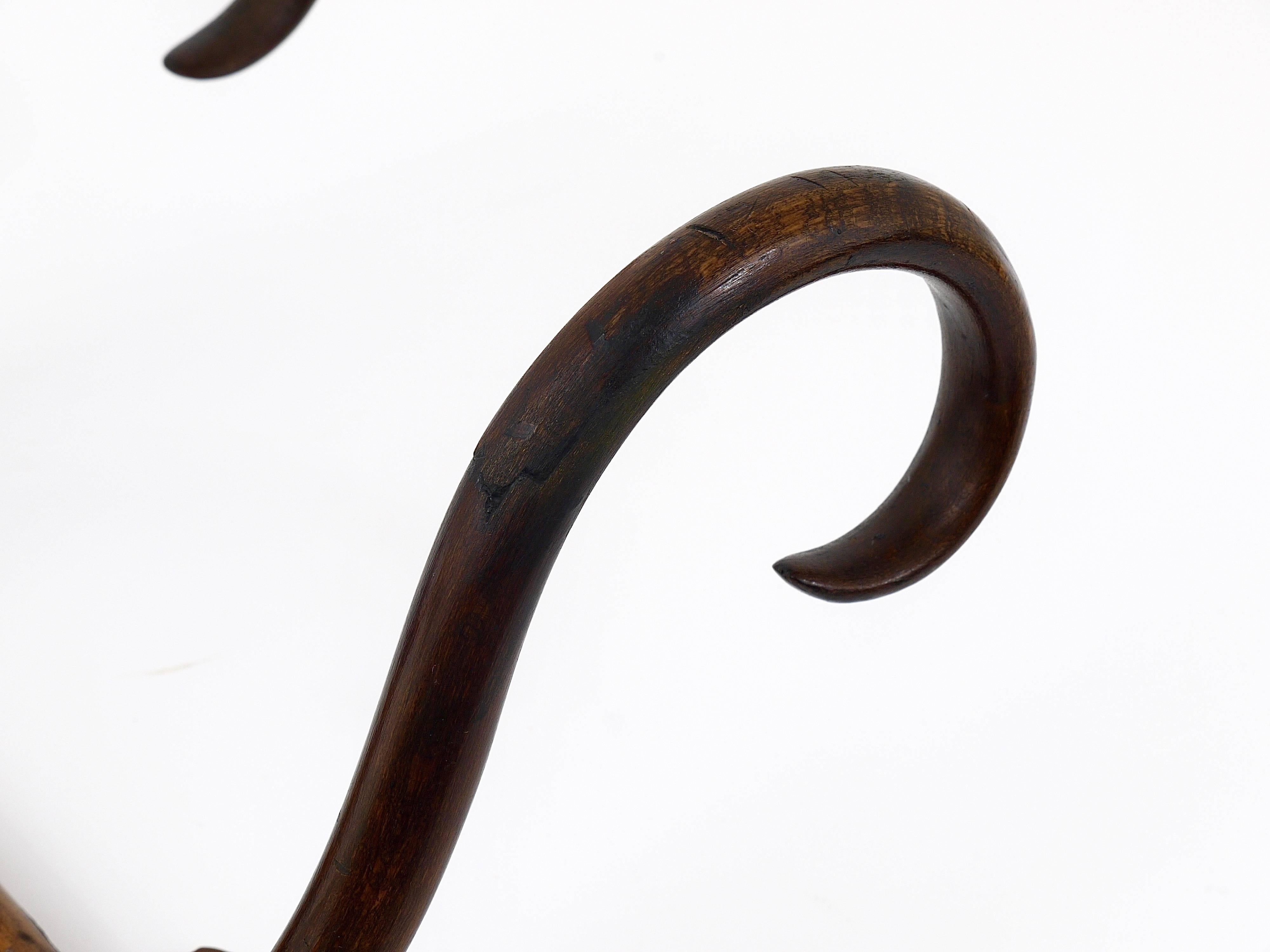 1920s Thonet Vienna Art Nouveau Bentwood Wall Coat Rack with S Hooks, Austria 2