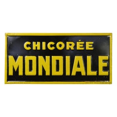 Enseigne publicitaire en étain des années 1920 pour Chicorée Mondiale par Rob Otten, Belgique