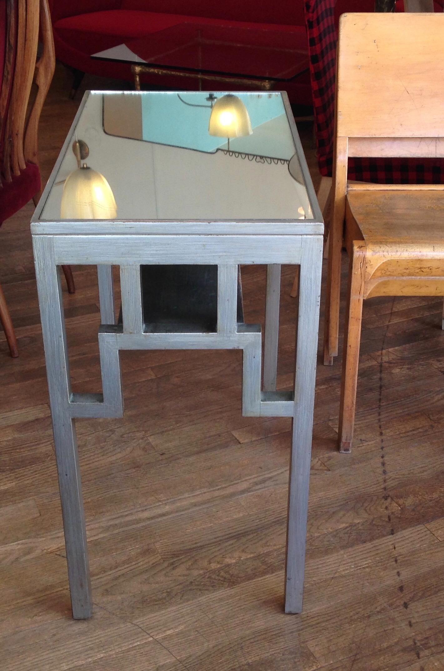 British 1920s to 1940s Japanesque Silvered Mirrored Console, Table or Desk by Rowley, UK