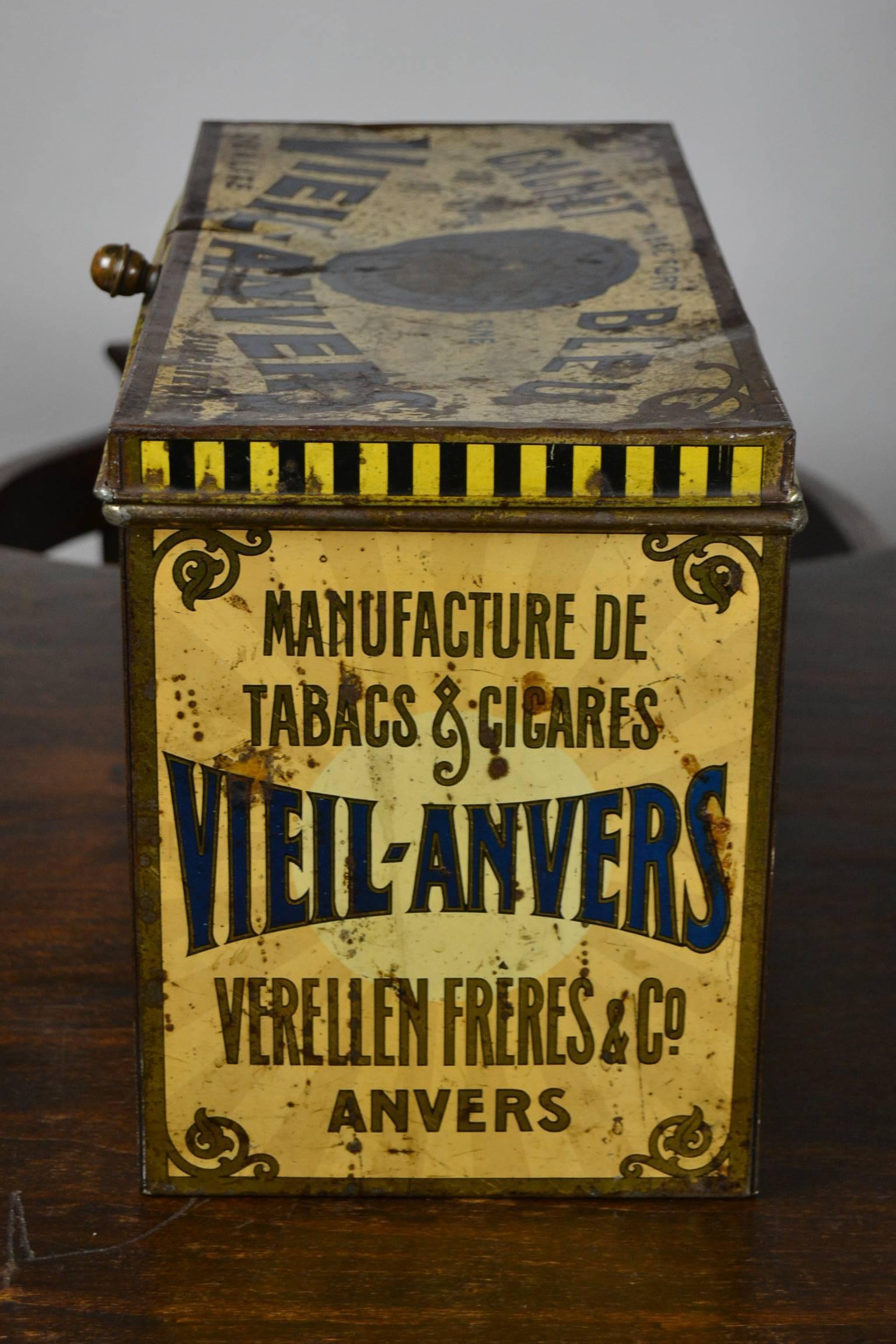 Belgian 1920s Tobacco Tin Box, Antwerp, Belgium